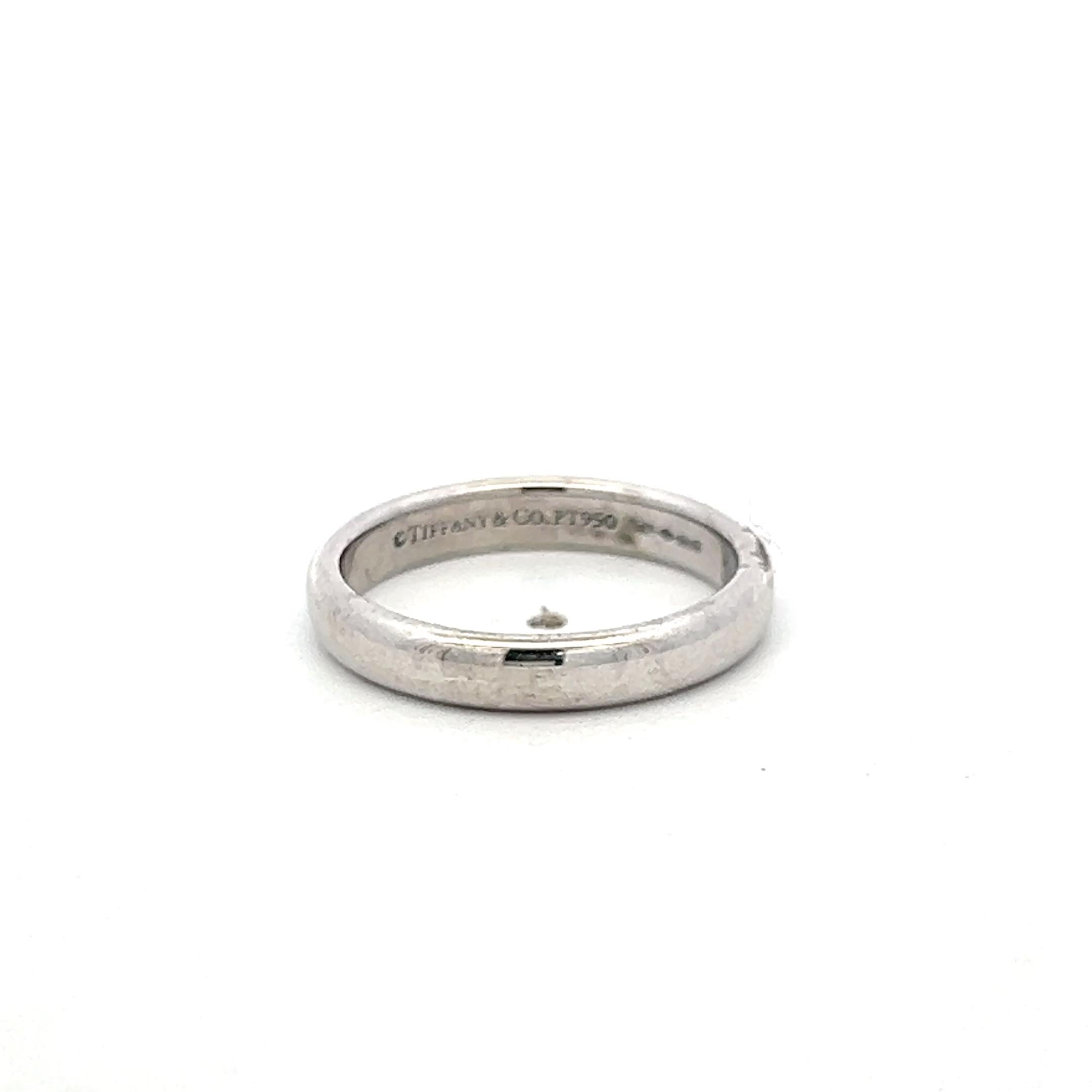 Tiffany & Co Vintage Platinum Band Ring 3MM wide 4.3 Grams Size 4.5