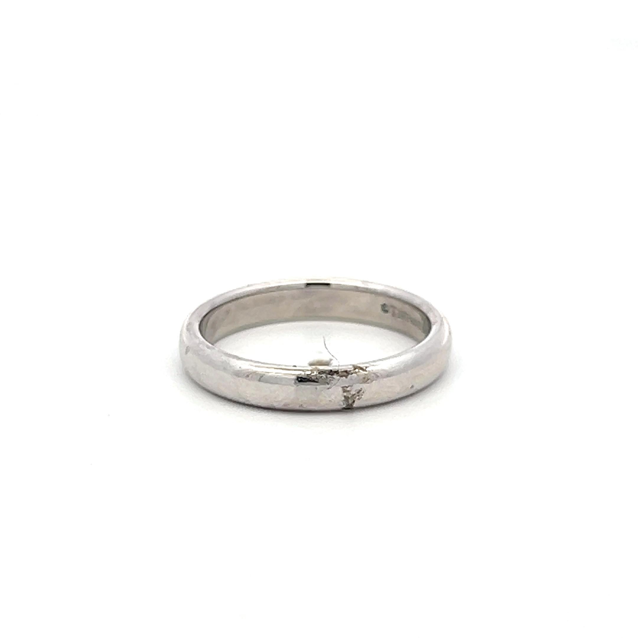 Tiffany & Co Vintage Platinum Band Ring 3MM wide 4.3 Grams Size 4.5