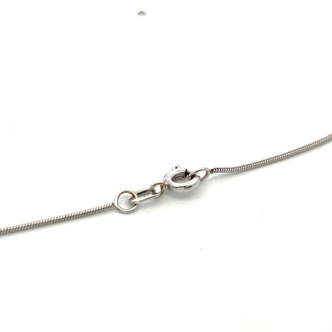Vintage 18K White Gold Heart Pendant Necklace with 0.5 Carat Round I-I1 Diamonds