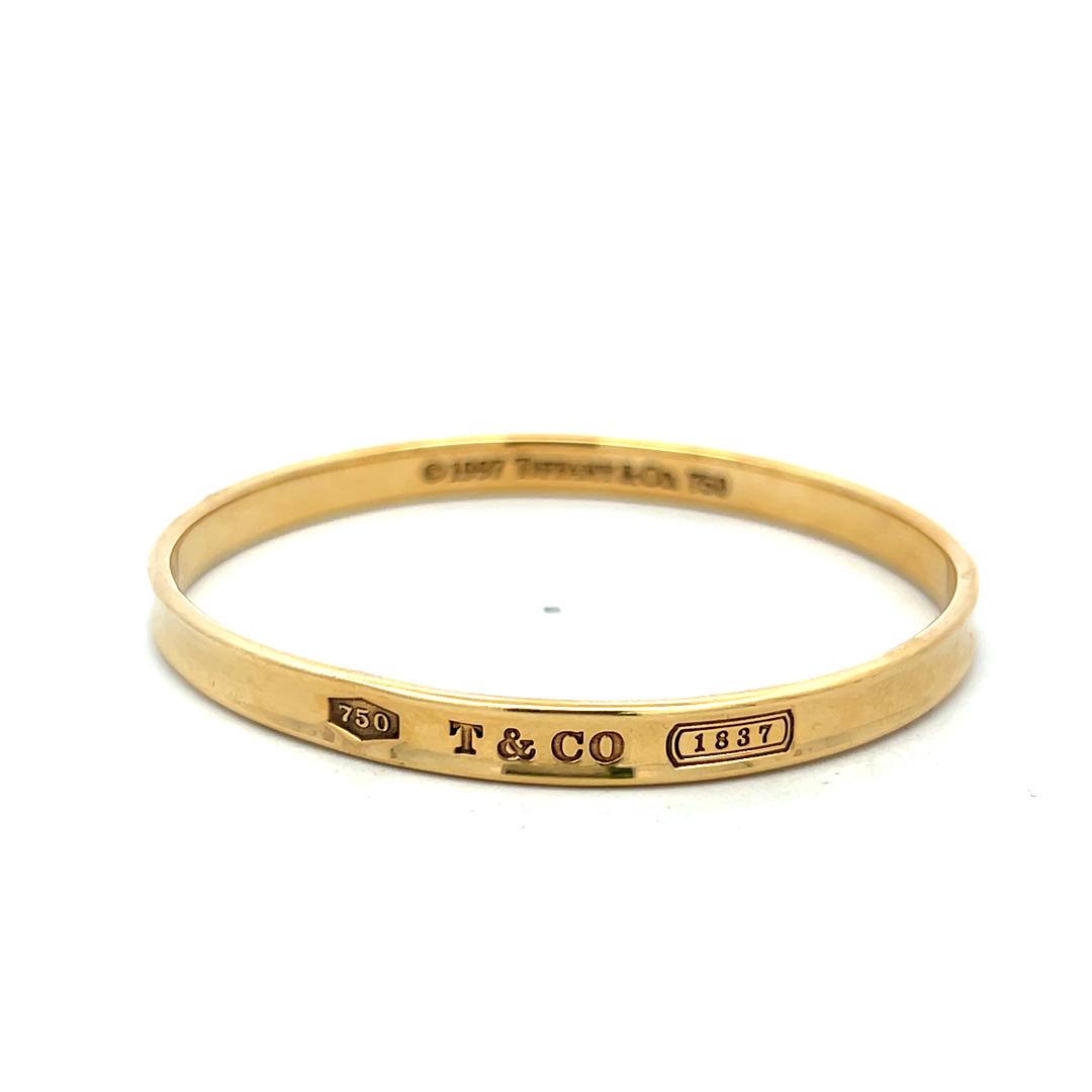 Tiffany & Co 18 Karat Yellow Gold Bangle Bracelet 27.9 Grams Size 6.75