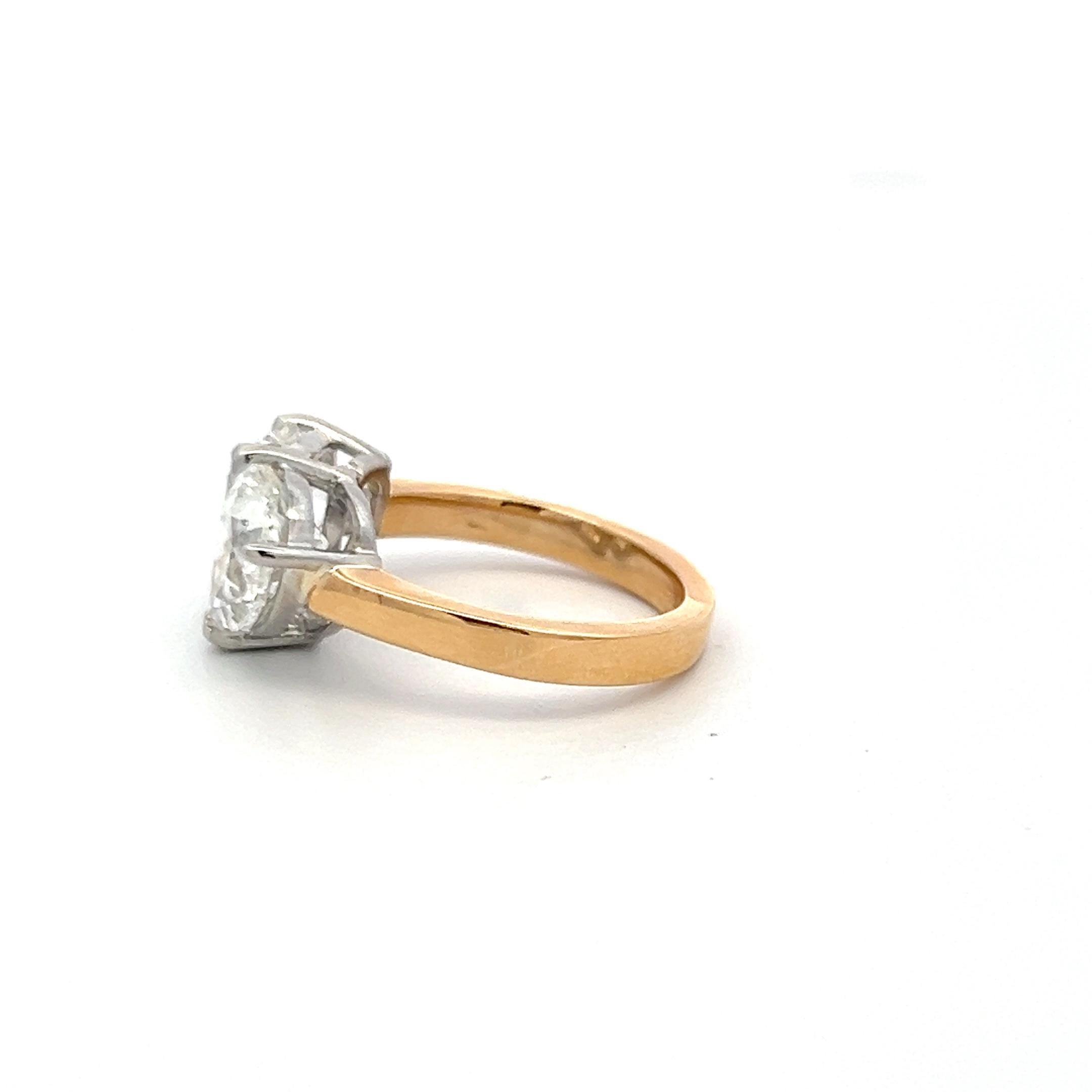 18K Two Tone Gold/Platinum Ring with 4.15 Carat Heart & Pear GIA Diamonds Size 6