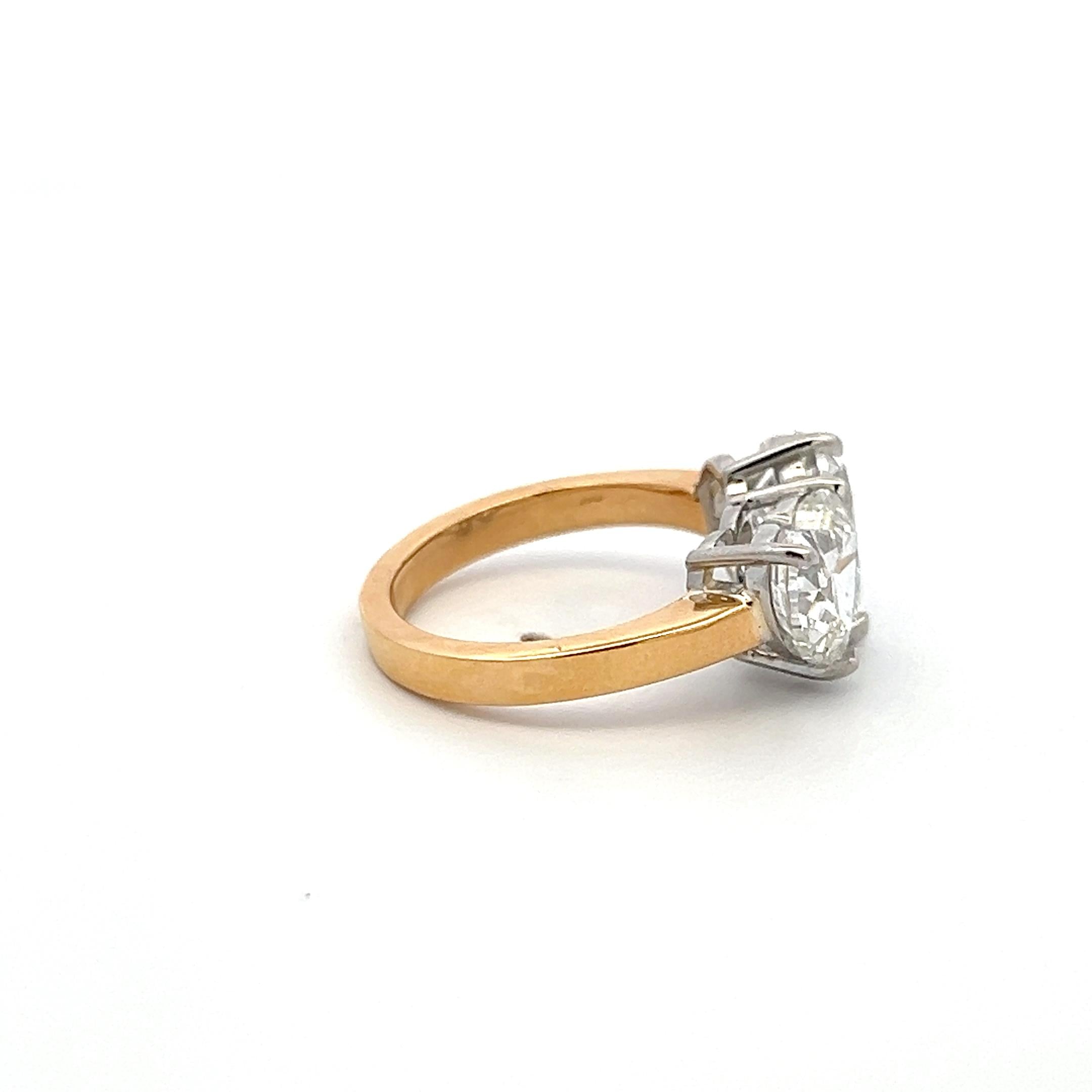 18K Two Tone Gold/Platinum Ring with 4.15 Carat Heart & Pear GIA Diamonds Size 6
