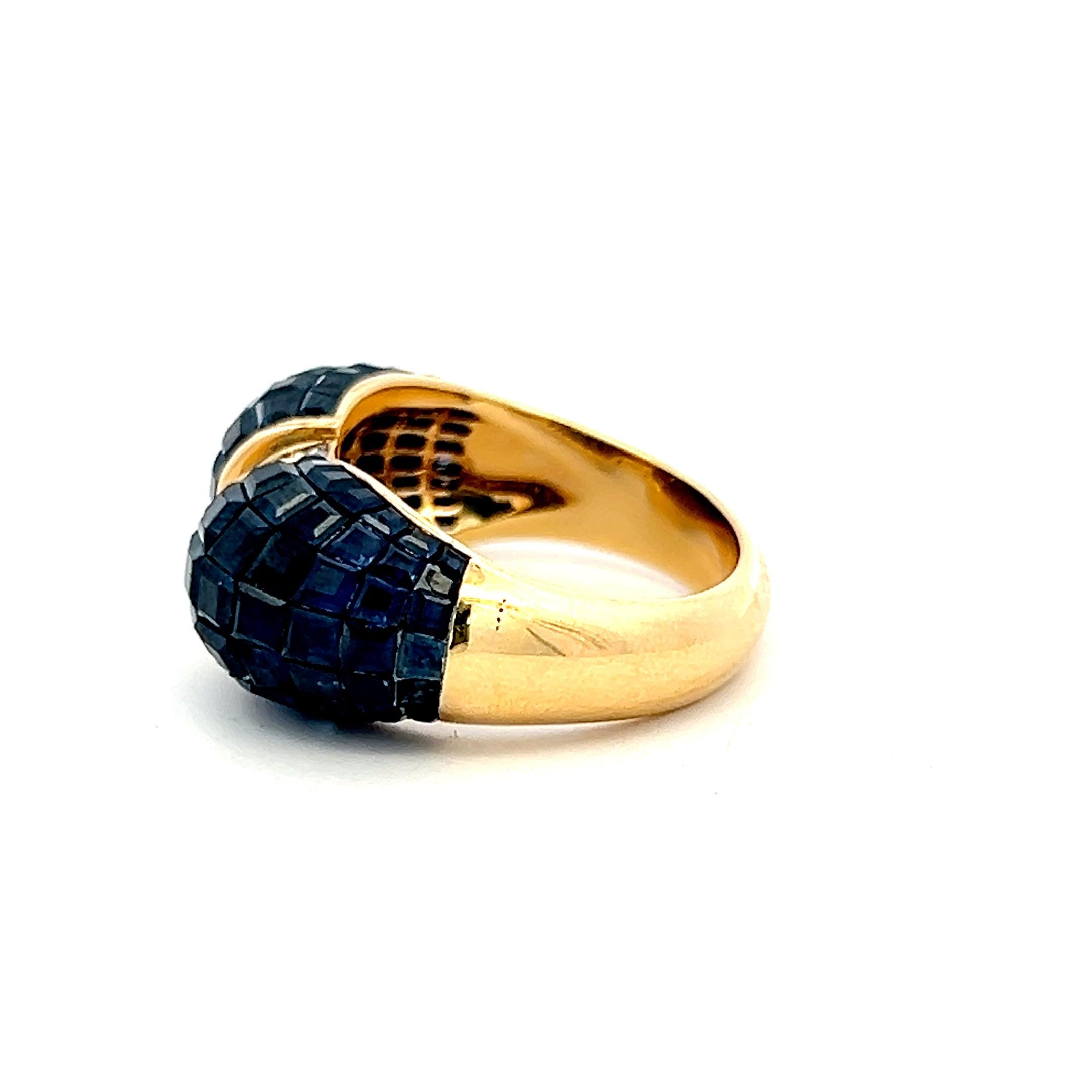18K Yellow Gold Band Ring with 0.24ct Baguette Diamonds & 4ct Sapphire Size 7