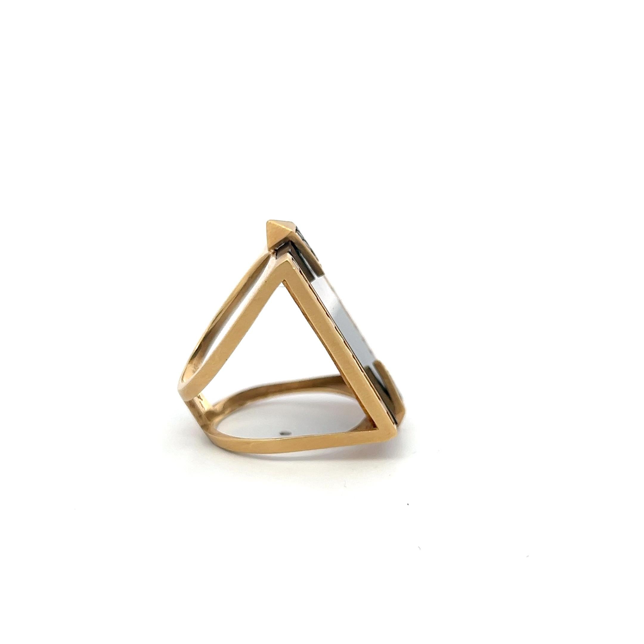 Estate 18K Yellow Gold Bold Cocktail Ring with 1.1 Carat Citrine and Onyx Size 7