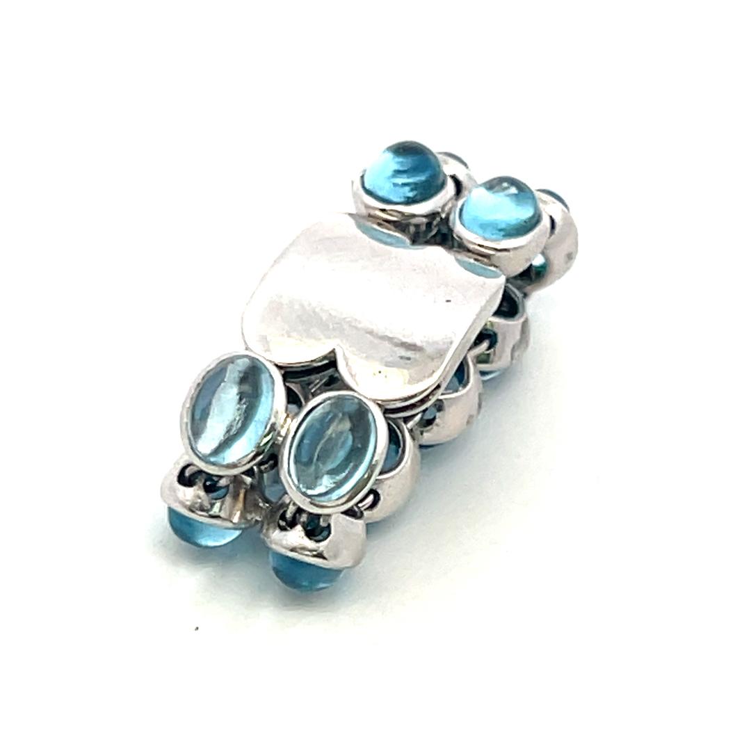 Estate 18K White Gold Cocktail Ring with 7 Carat Oval Shaped Blue Topaz