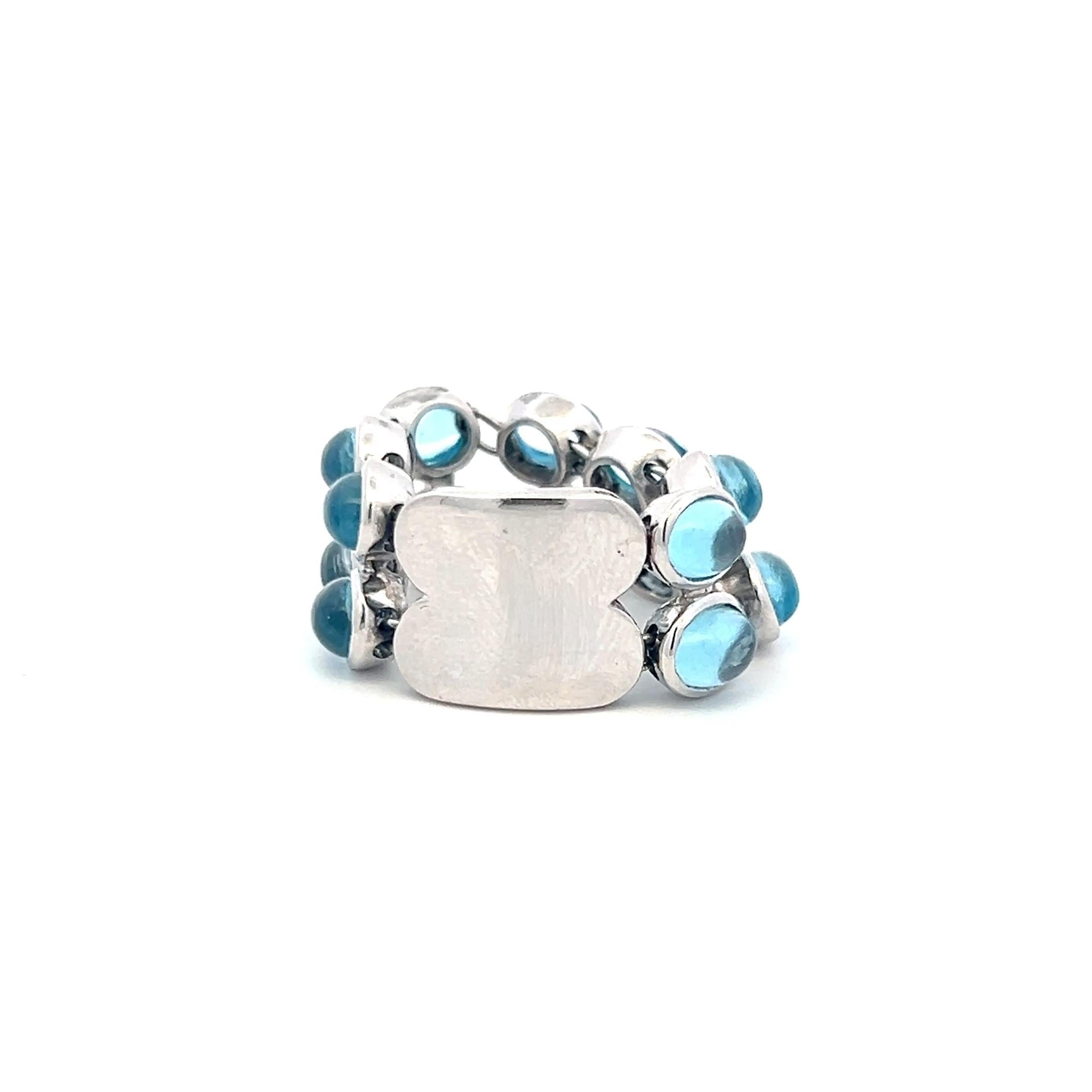 Estate 18K White Gold Cocktail Ring with 7 Carat Oval Shaped Blue Topaz