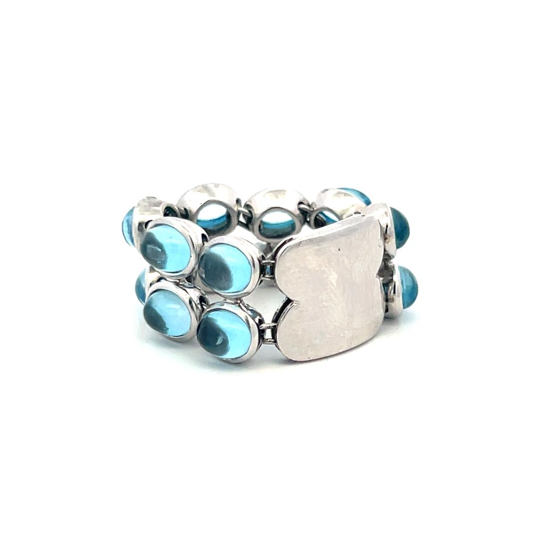Estate 18K White Gold Cocktail Ring with 7 Carat Oval Shaped Blue Topaz