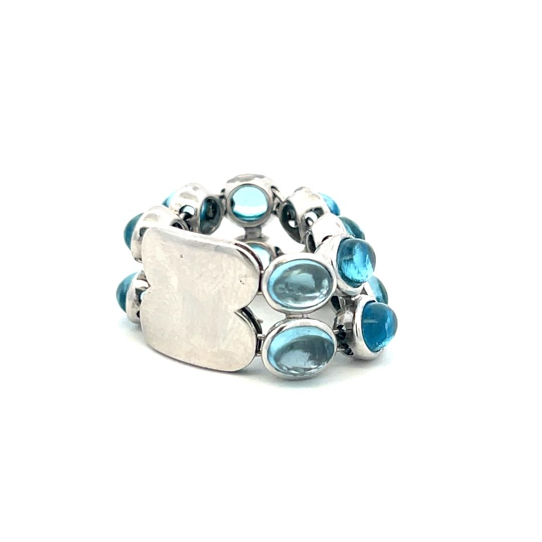 Estate 18K White Gold Cocktail Ring with 7 Carat Oval Shaped Blue Topaz