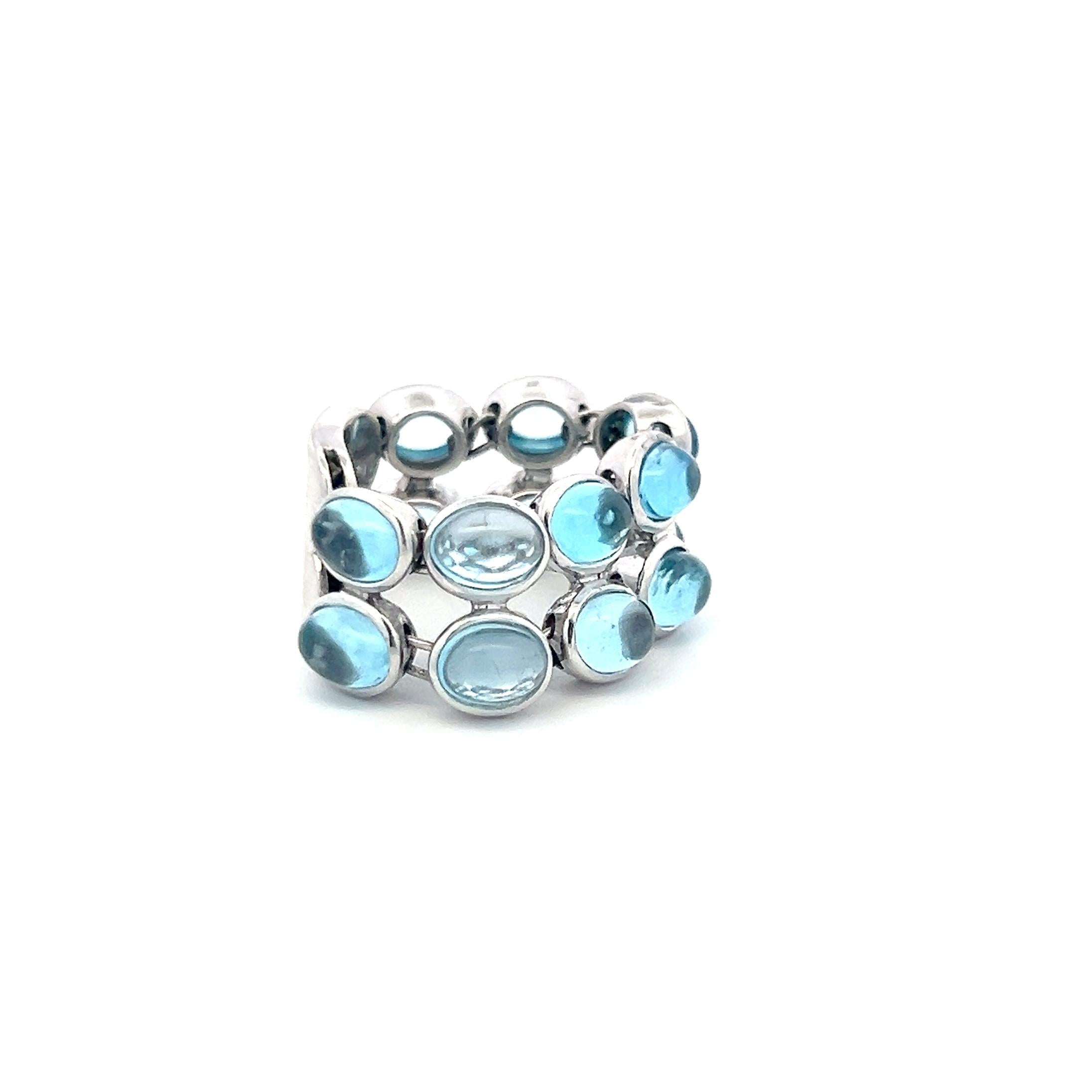 Estate 18K White Gold Cocktail Ring with 7 Carat Oval Shaped Blue Topaz