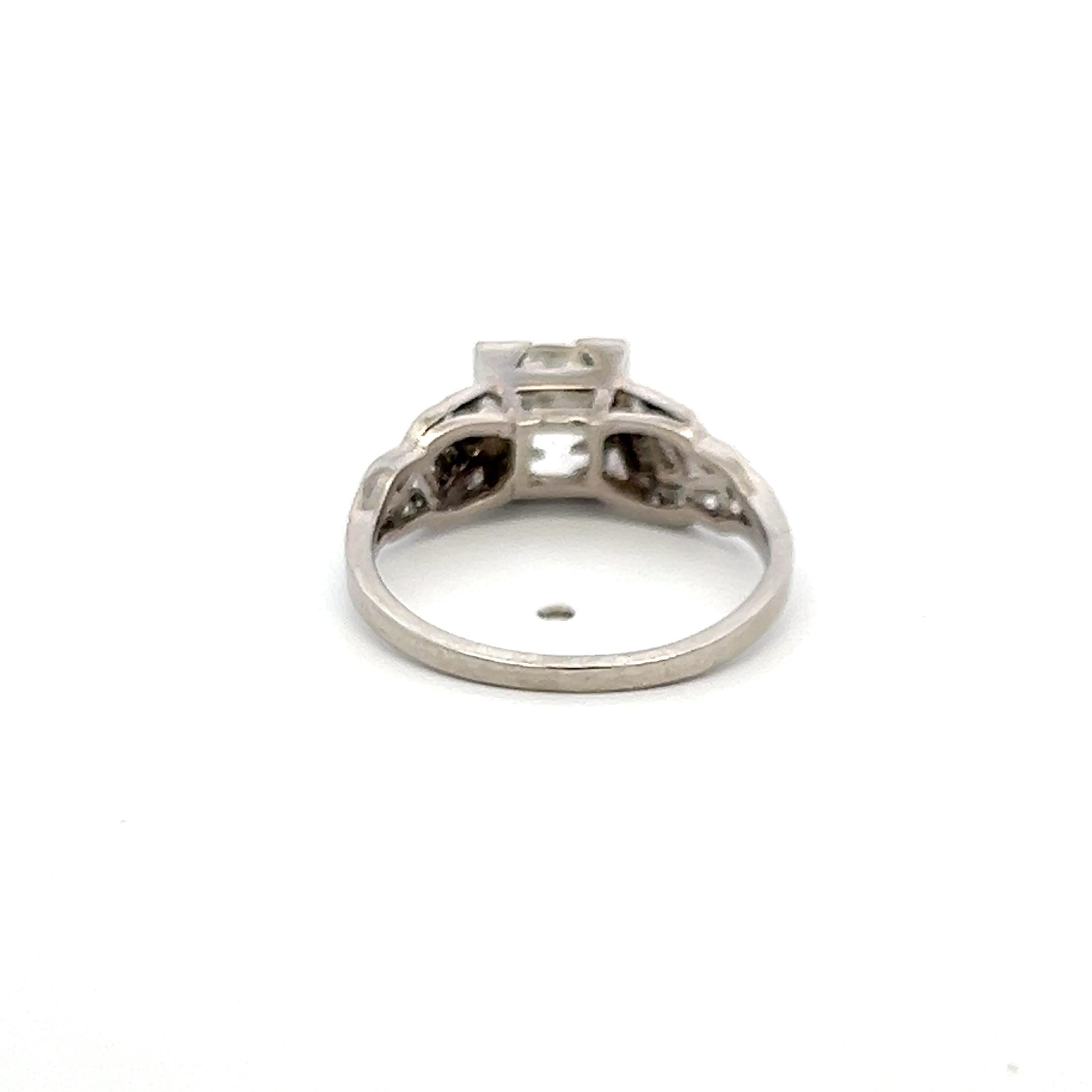 Platinum Art Deco Ring with 1.63 Carat Old European Cut GIA Diamonds Size 5.25