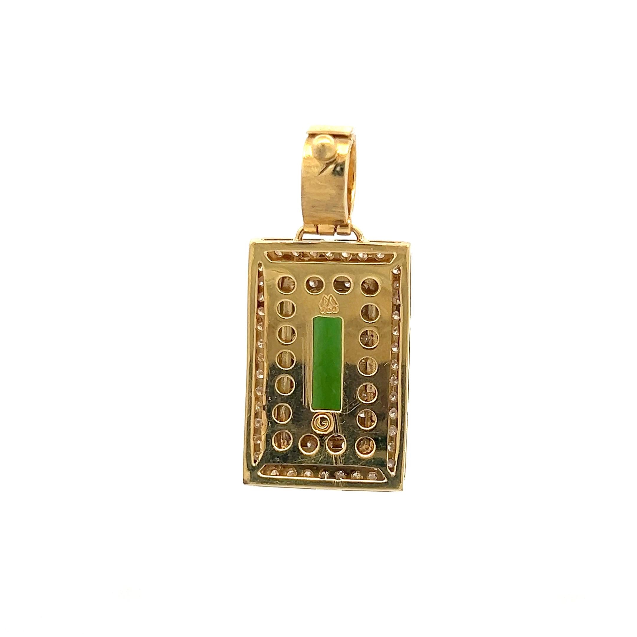 18K Yellow Gold Pendant with 0.69 Carat Round I VS Diamonds and Green Tourmaline