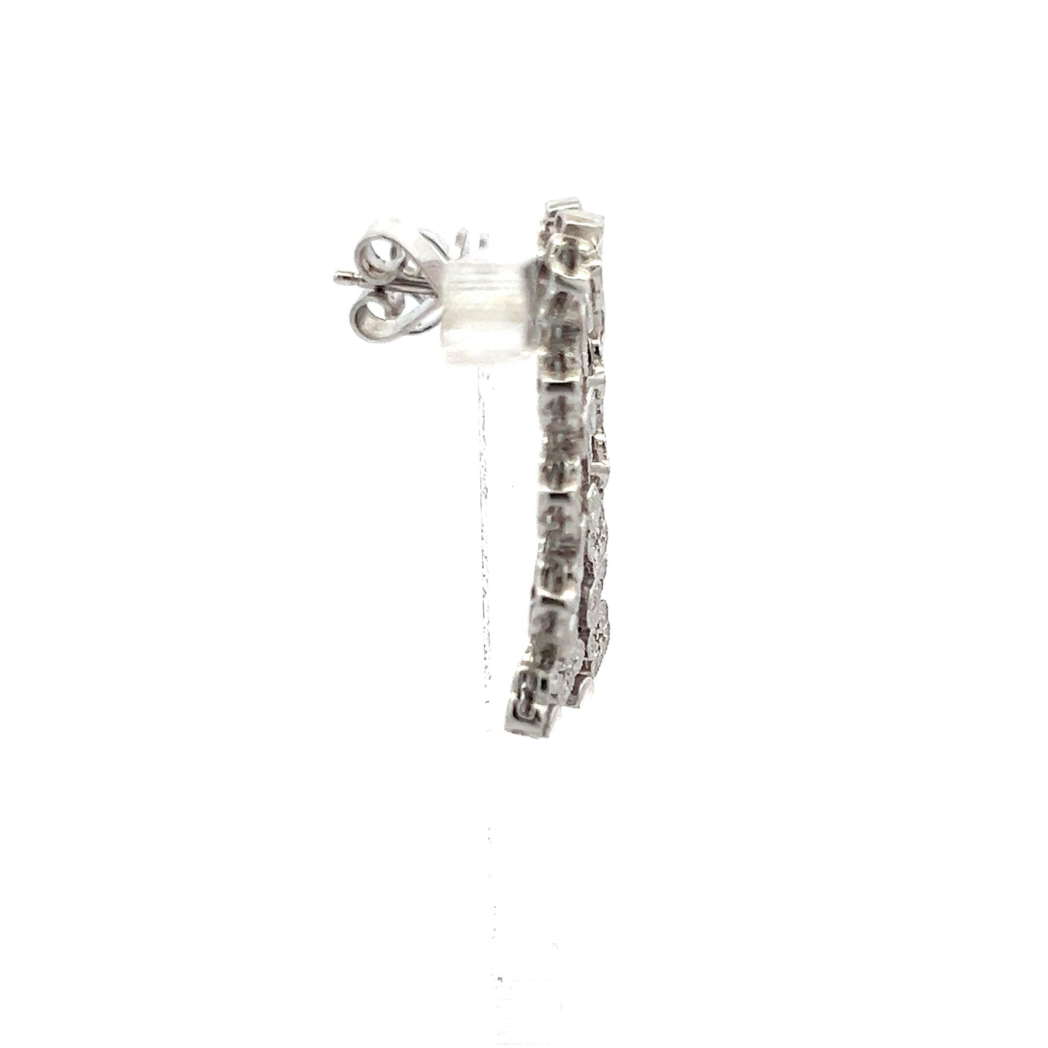 Vintage 18K White Gold Dangling Earrings with 0.2 Carat Round H SI Diamonds 9.9g