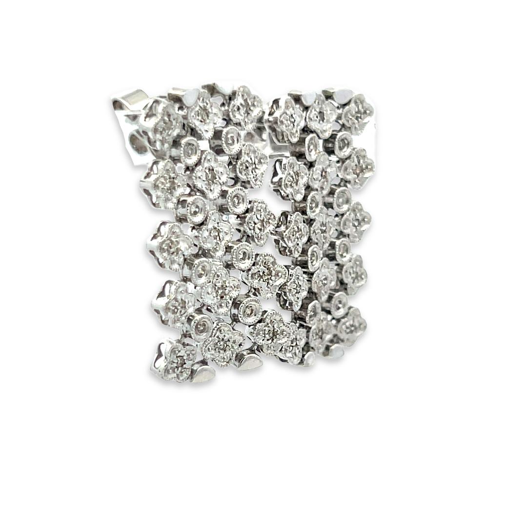 Vintage 18K White Gold Dangling Earrings with 0.2 Carat Round H SI Diamonds 9.9g