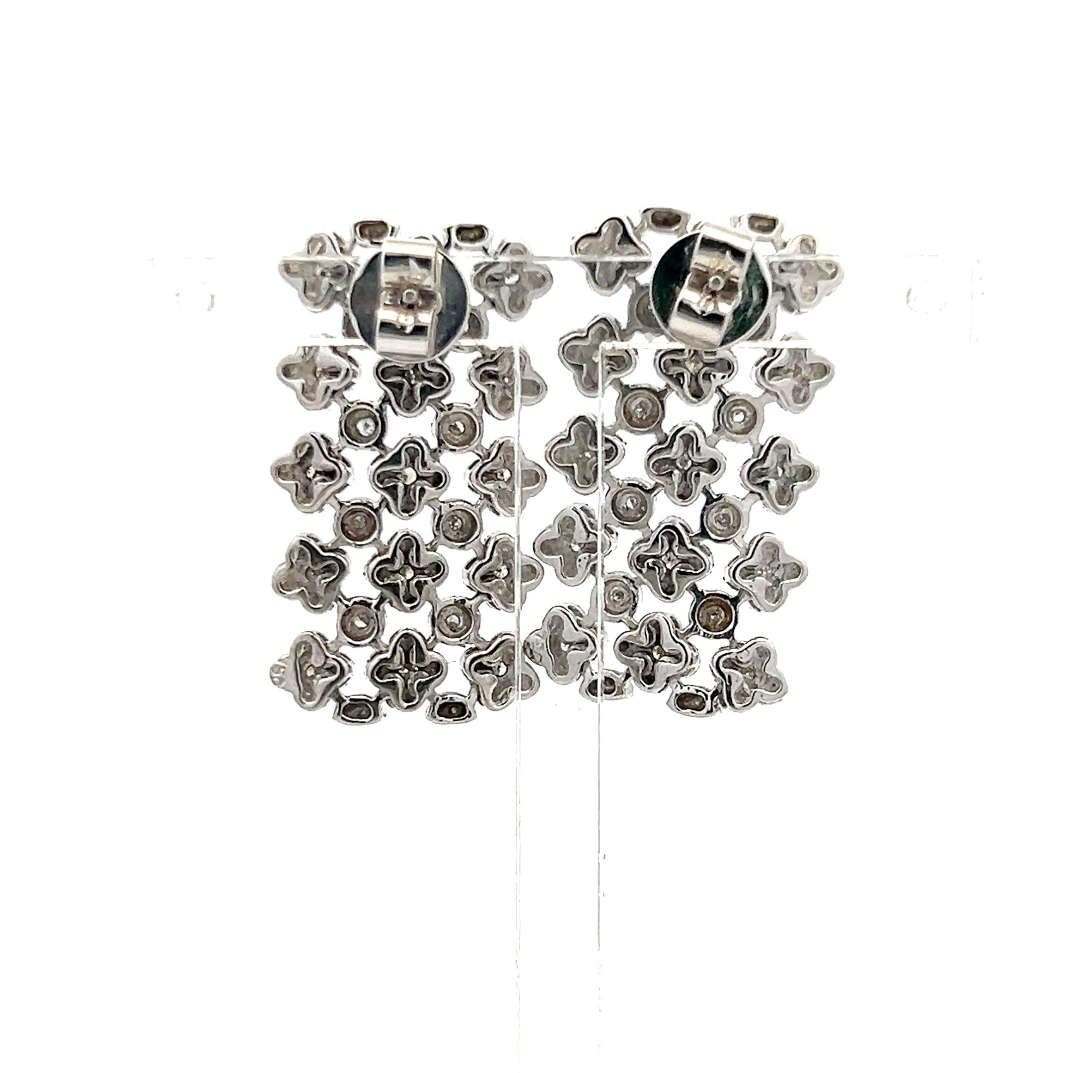Vintage 18K White Gold Dangling Earrings with 0.2 Carat Round H SI Diamonds 9.9g