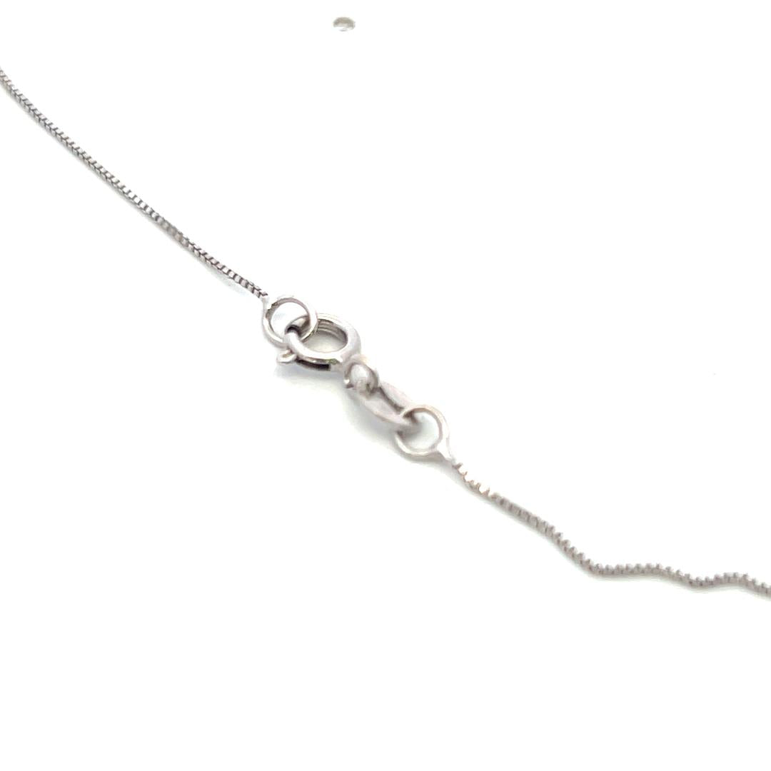 18K White Gold Pendant Necklace with 1 Carat Sapphire 4.1 Grams 18 Inch