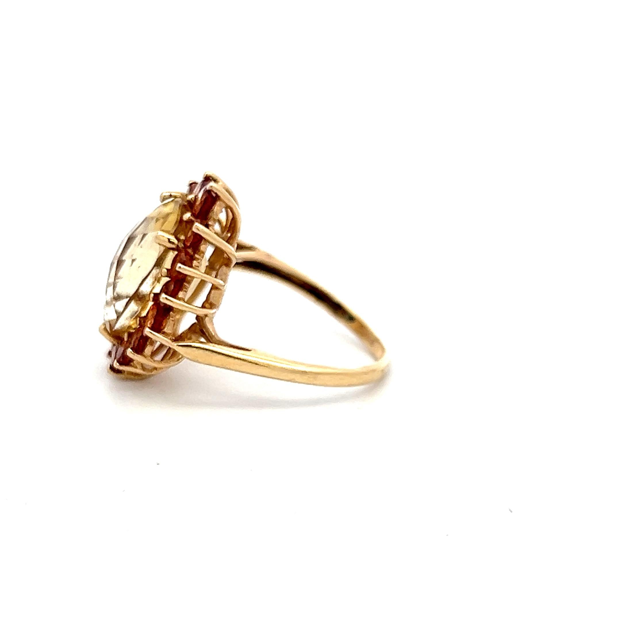 14K Yellow Gold Halo Ring with 1.6ct Sapphire and 13.90x10.00mm Oval Citrine
