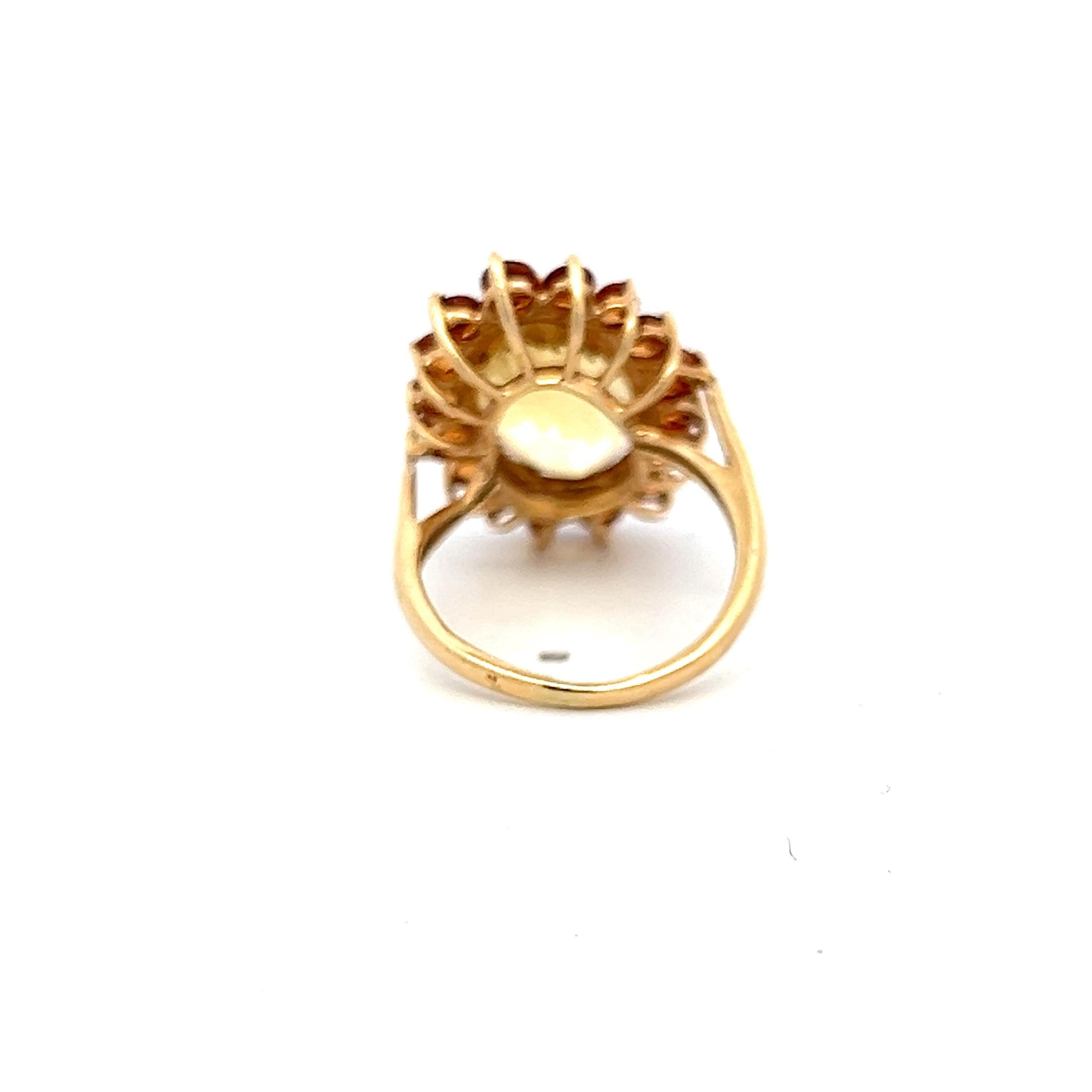 14K Yellow Gold Halo Ring with 1.6ct Sapphire and 13.90x10.00mm Oval Citrine