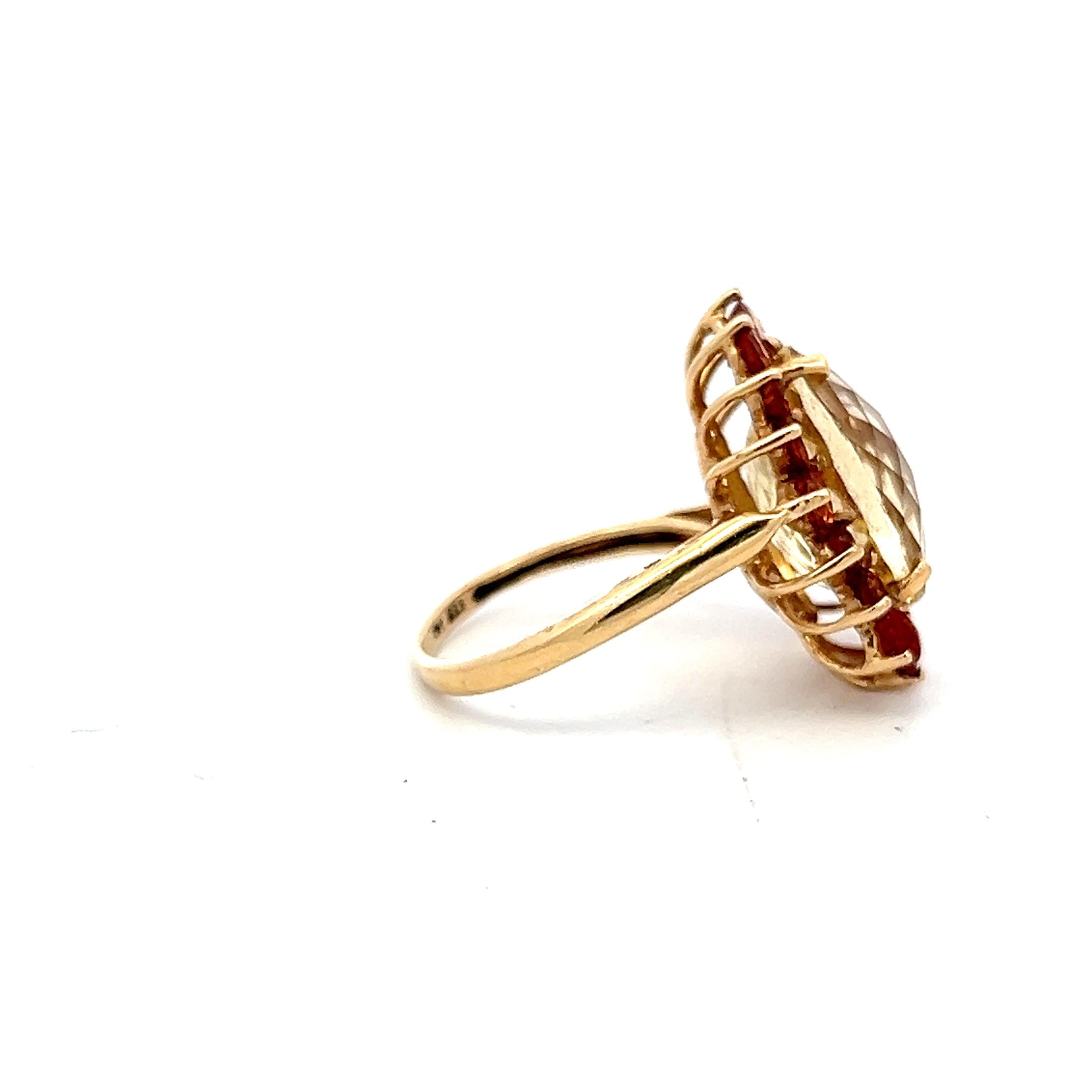 14K Yellow Gold Halo Ring with 1.6ct Sapphire and 13.90x10.00mm Oval Citrine