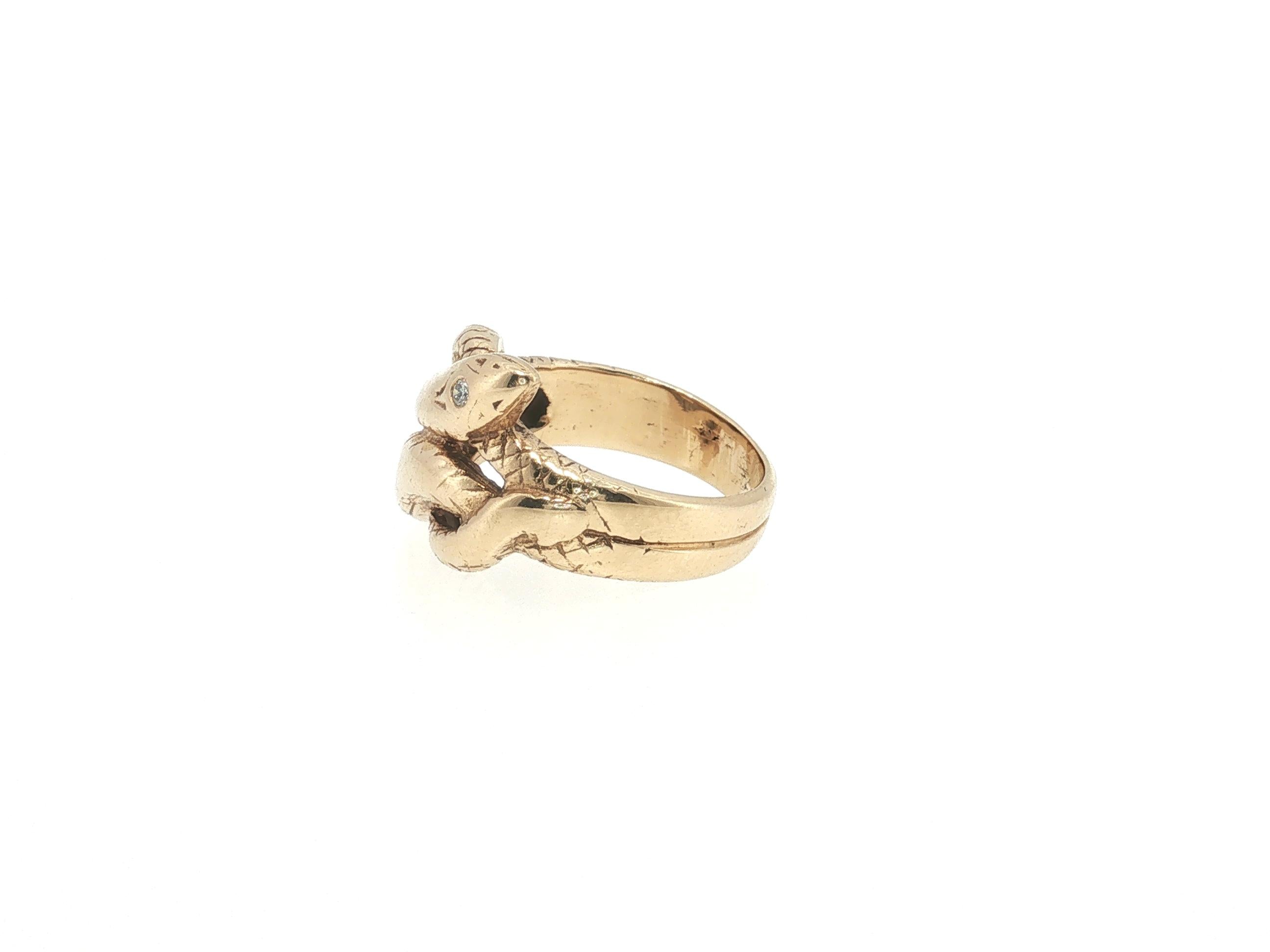 Vintage 14K Yellow Gold Cocktail Ring with 0.04 Carat Round H SI Diamonds Size 9