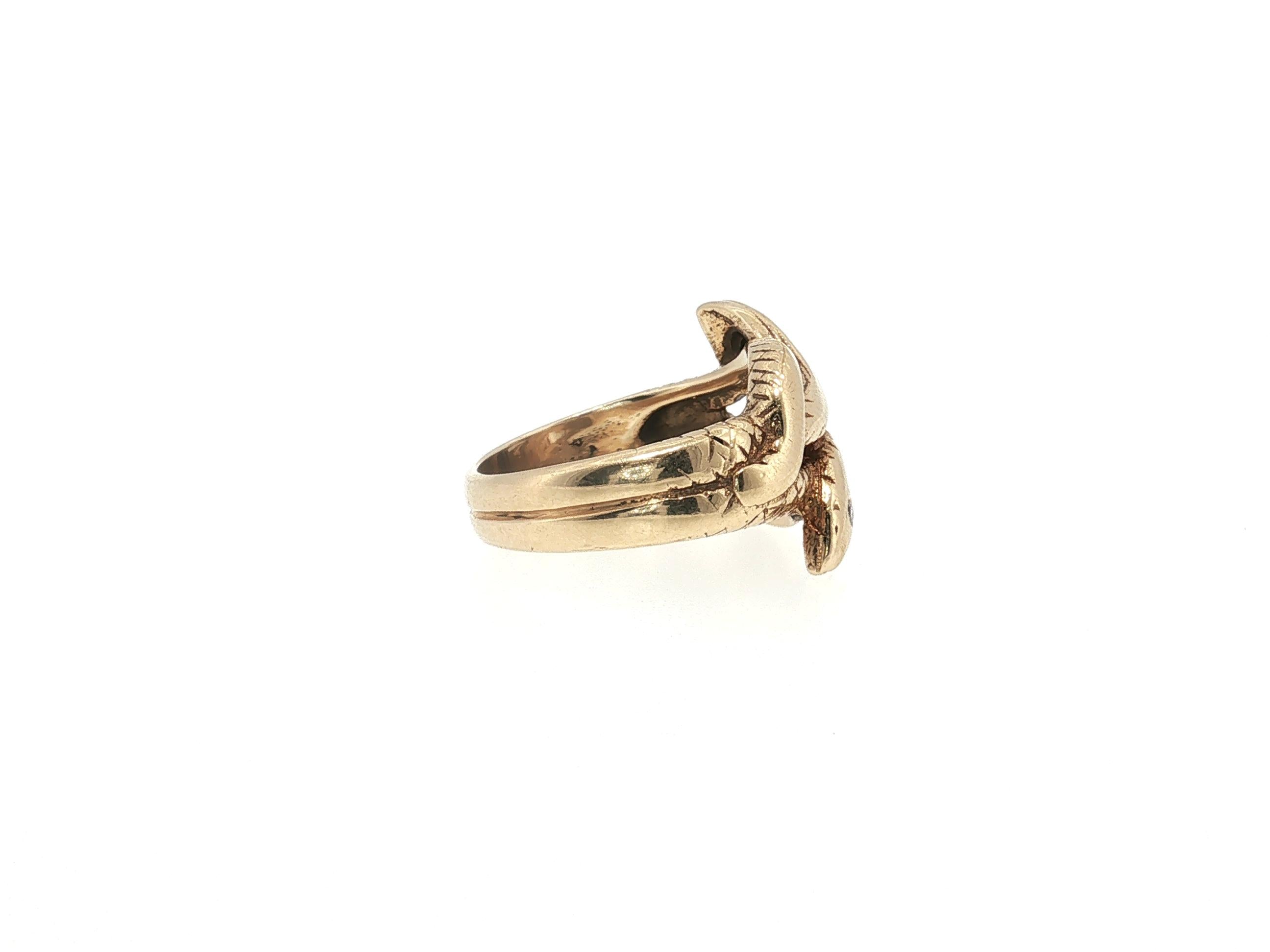 Vintage 14K Yellow Gold Cocktail Ring with 0.04 Carat Round H SI Diamonds Size 9