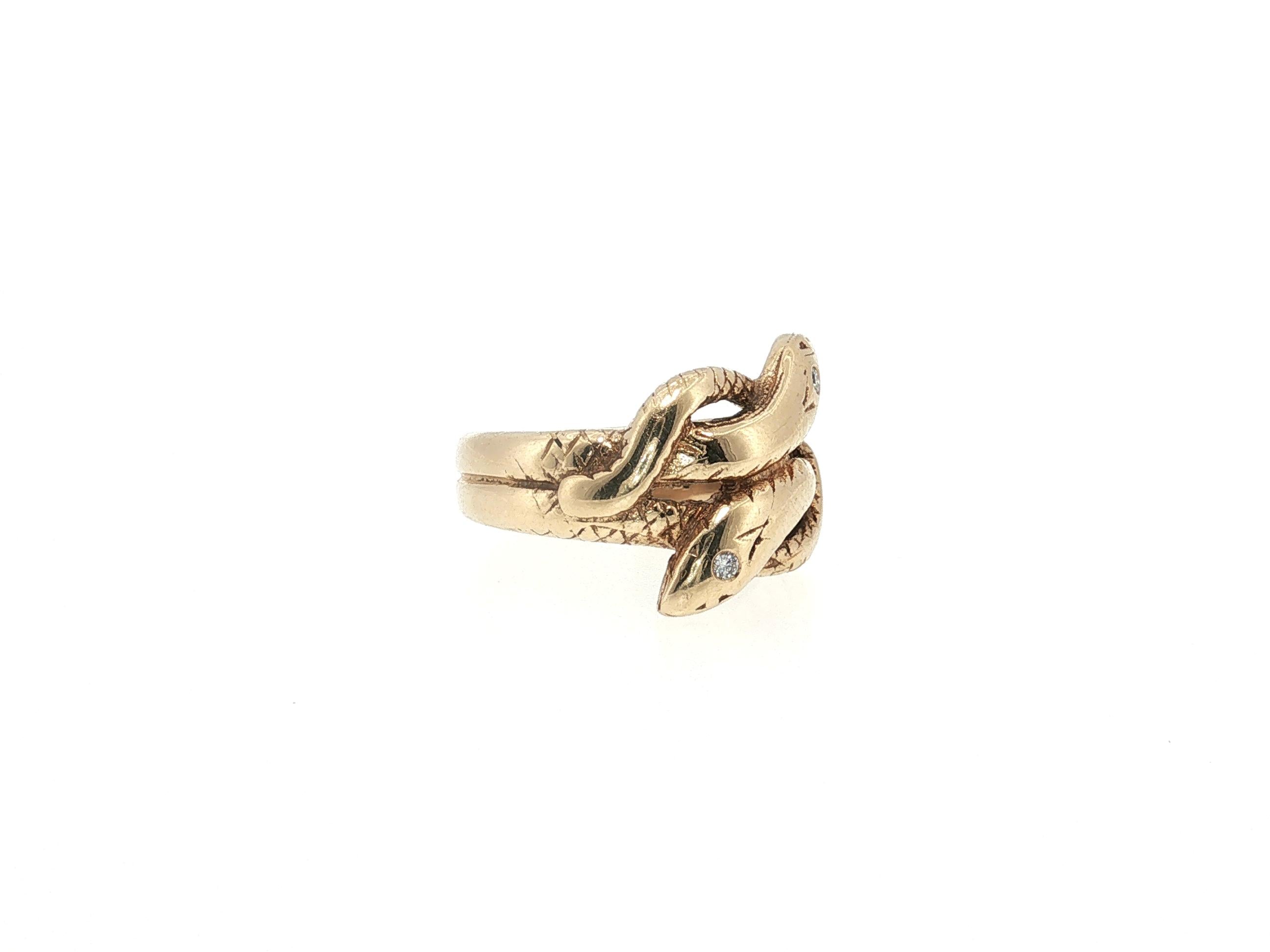 Vintage 14K Yellow Gold Cocktail Ring with 0.04 Carat Round H SI Diamonds Size 9
