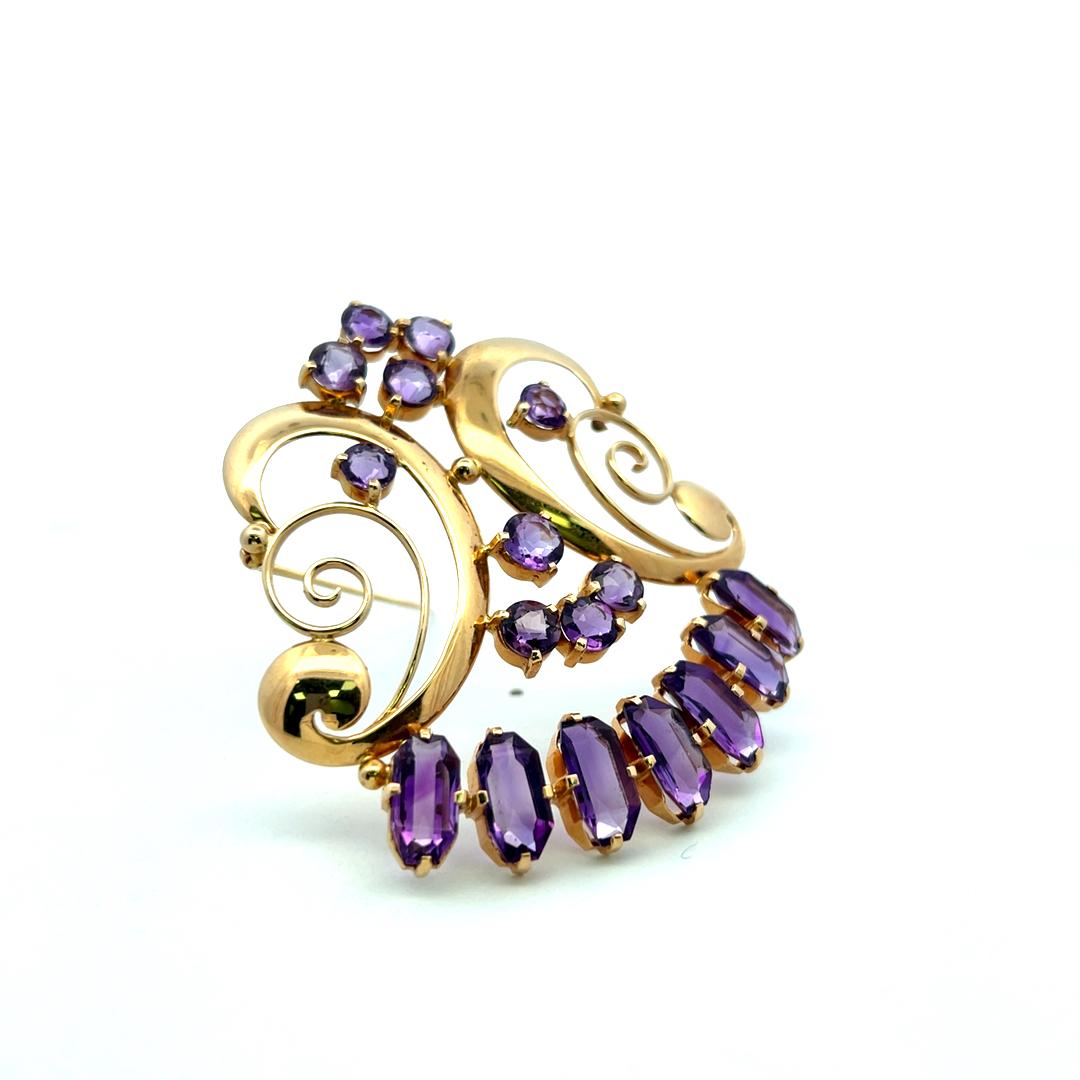Vintage 14K YG Pendant Necklace and Bracelet Set with 22 Carat Amethysts