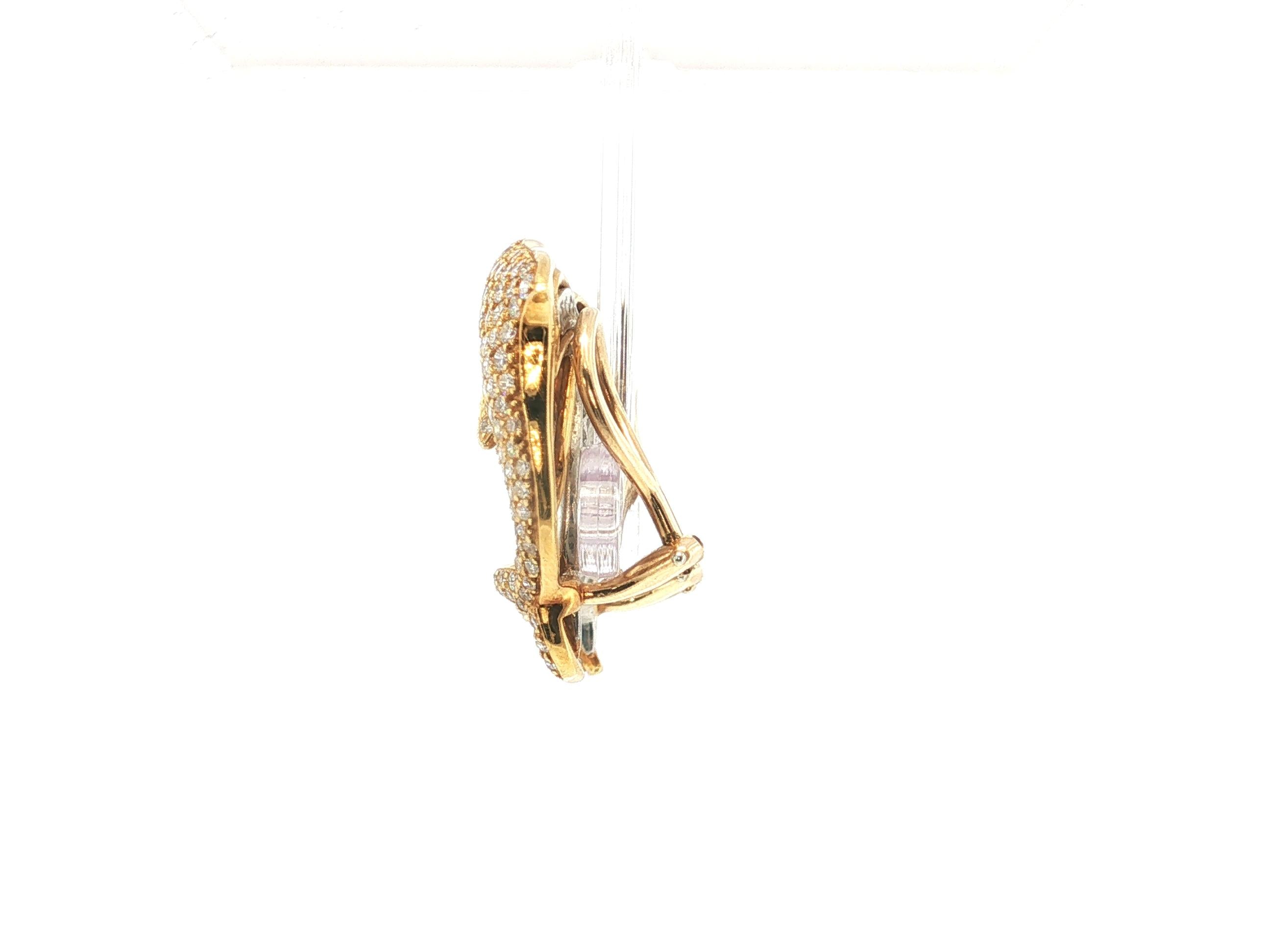 Julius Cohen 18K Gold Dolphin Clip-On Earrings Link Bracelet Set 8.2ct Diamond