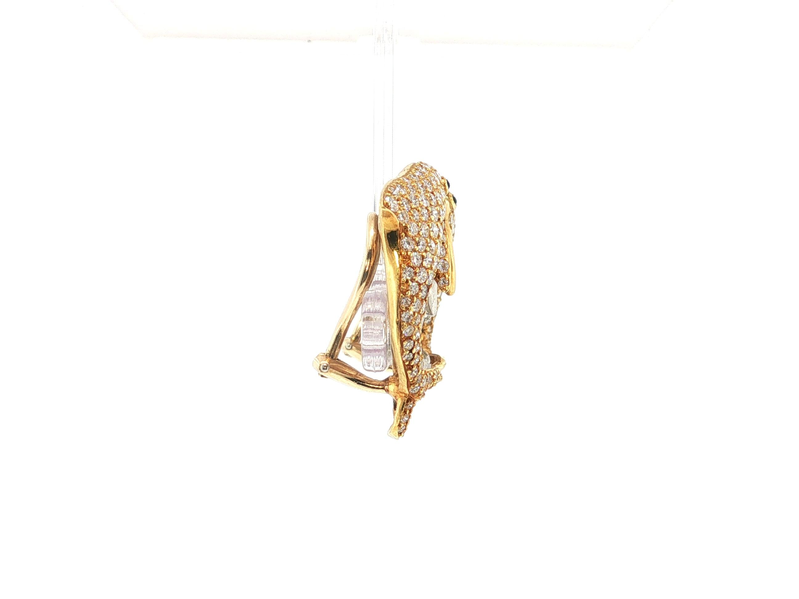 Julius Cohen 18K Gold Dolphin Clip-On Earrings Link Bracelet Set 8.2ct Diamond