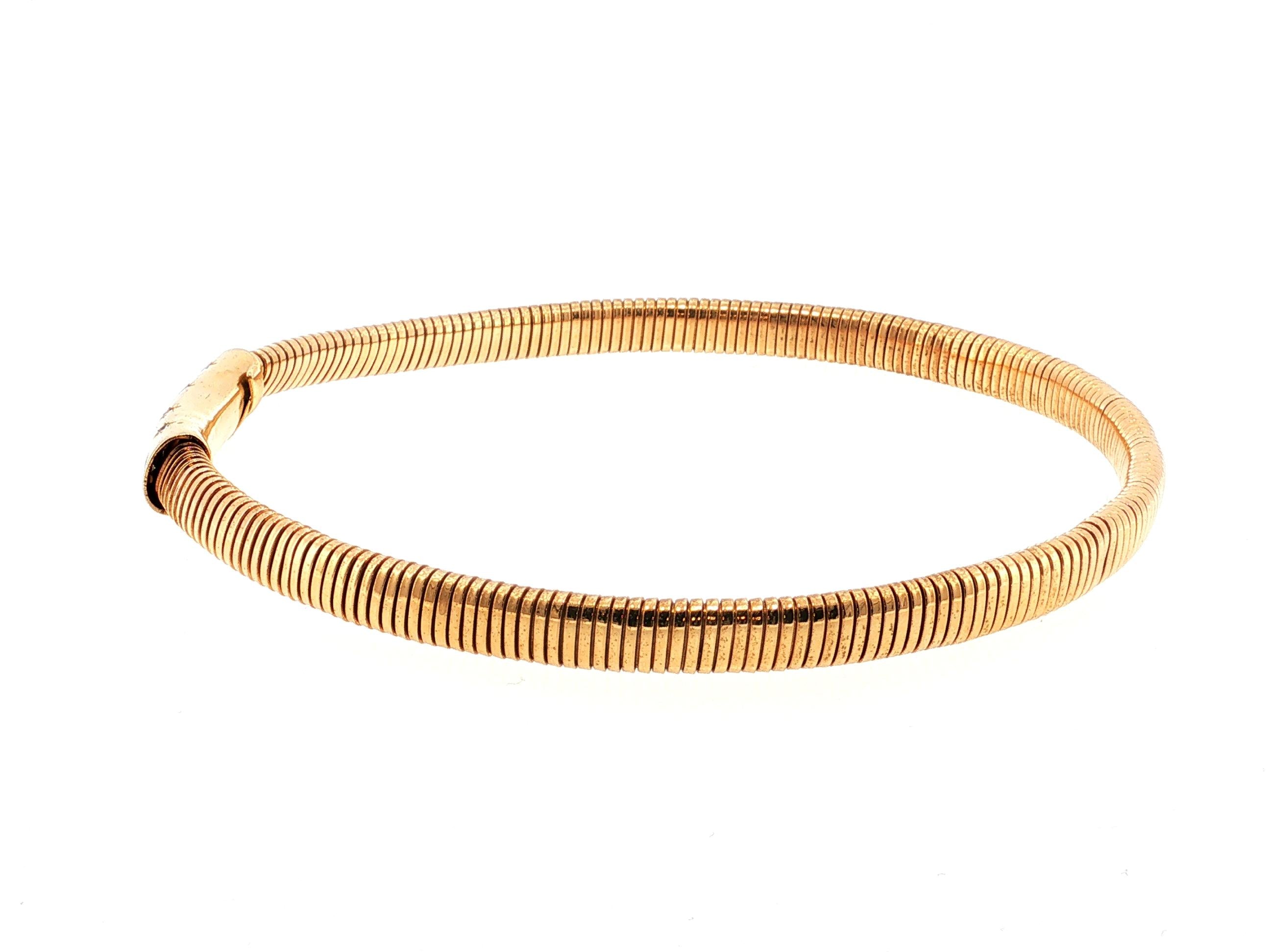 Tiffany & Co 14K Yellow Gold Tubogas Bracelet with 0.4 Carat Round G VS Diamonds