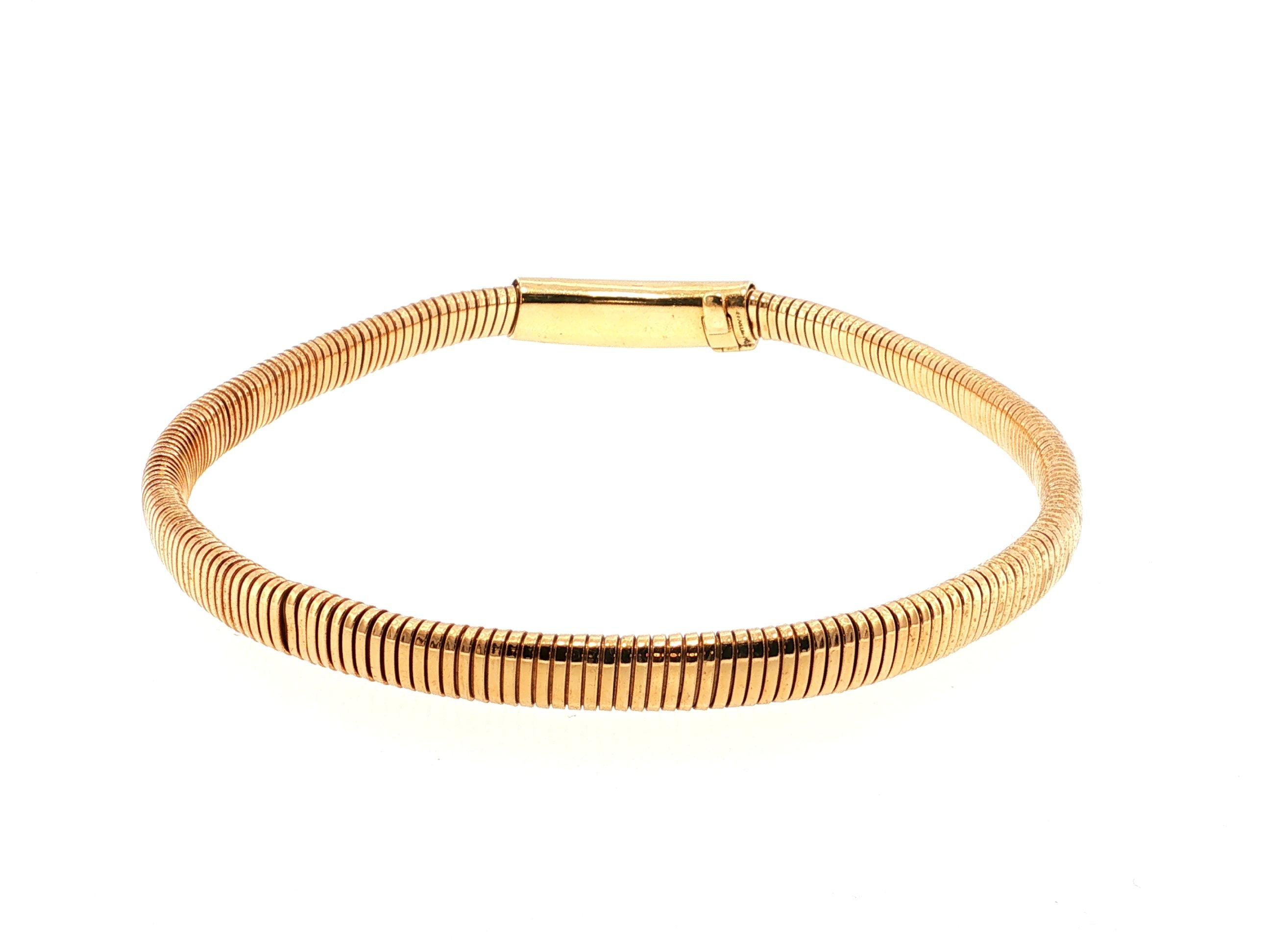 Tiffany & Co 14K Yellow Gold Tubogas Bracelet with 0.4 Carat Round G VS Diamonds