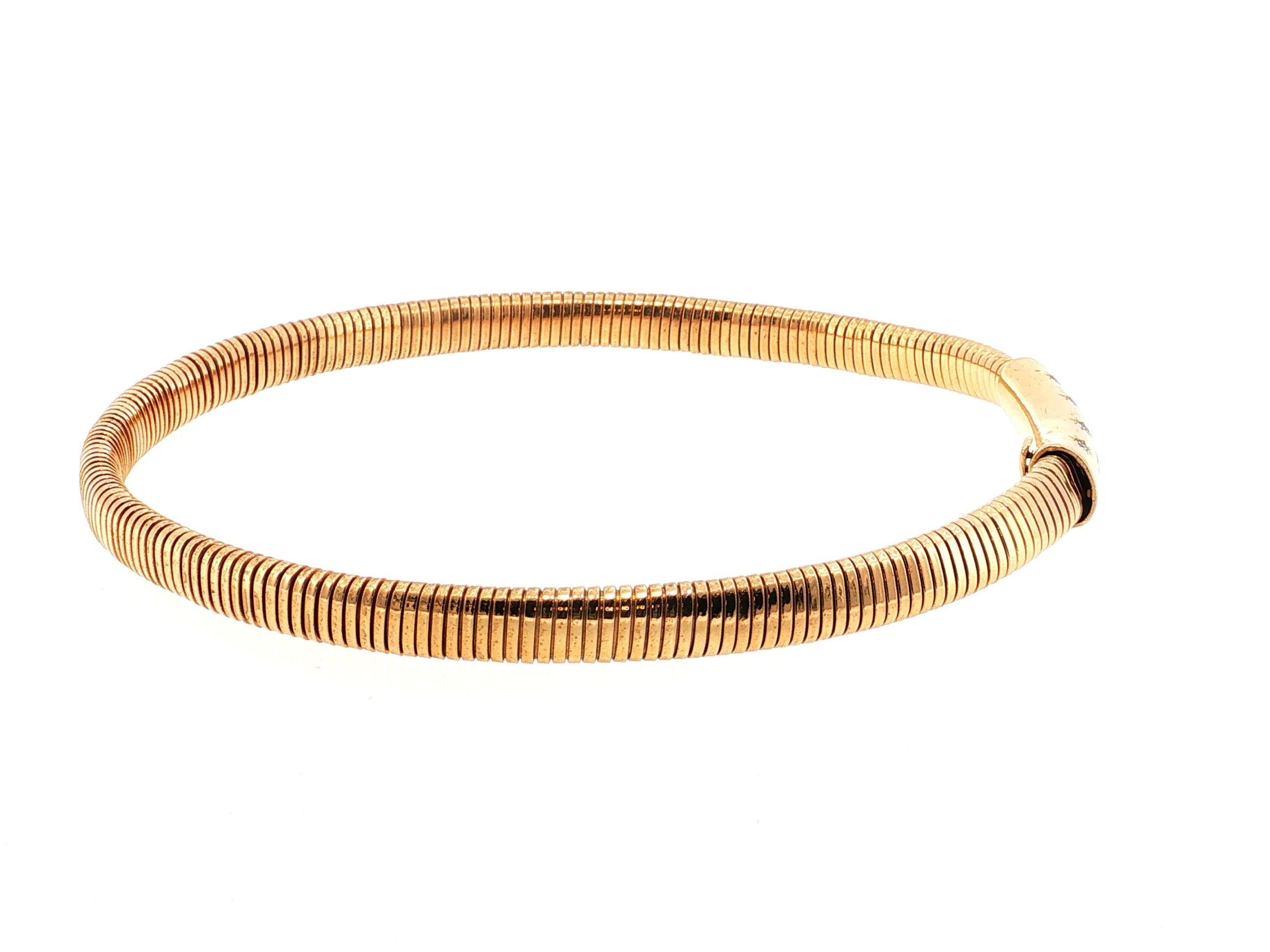 Tiffany & Co 14K Yellow Gold Tubogas Bracelet with 0.4 Carat Round G VS Diamonds