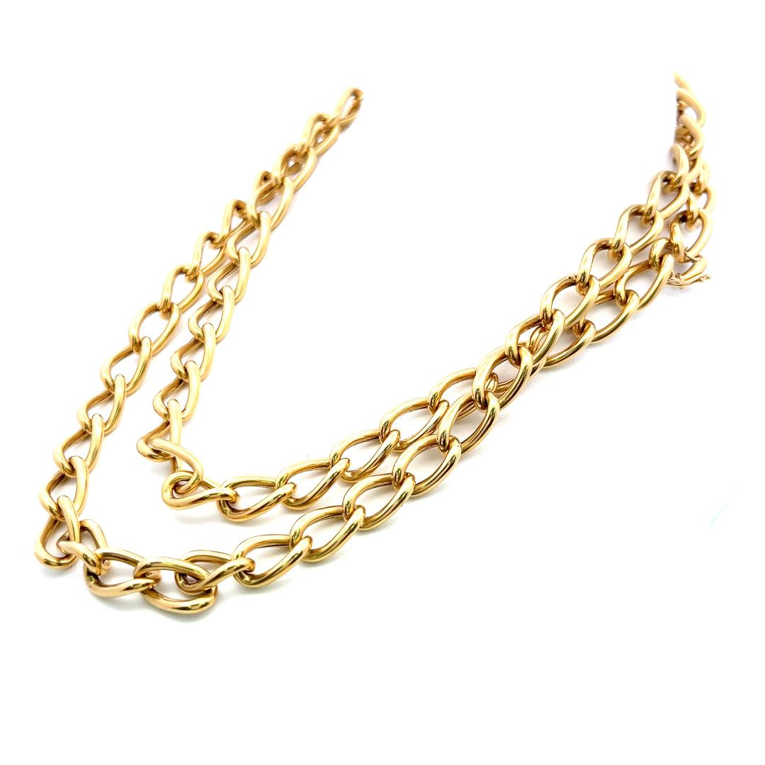Tiffany & Co Vintage 18K Yellow Gold Link Necklace 35x0.39x0.17 Inch 96.8 Grams