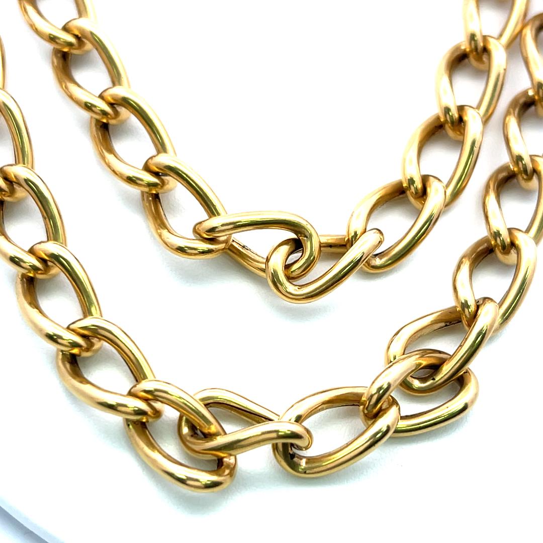 Tiffany & Co Vintage 18K Yellow Gold Link Necklace 35x0.39x0.17 Inch 96.8 Grams