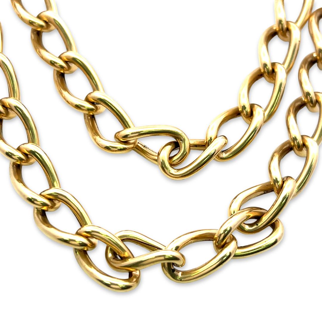 Tiffany & Co Vintage 18K Yellow Gold Link Necklace 35x0.39x0.17 Inch 96.8 Grams