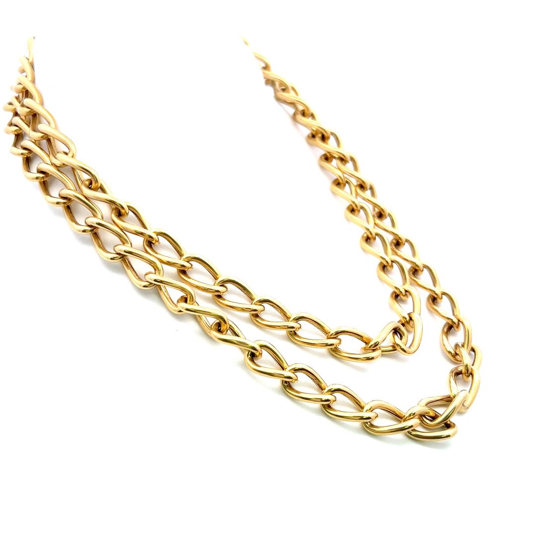Tiffany & Co Vintage 18K Yellow Gold Link Necklace 35x0.39x0.17 Inch 96.8 Grams