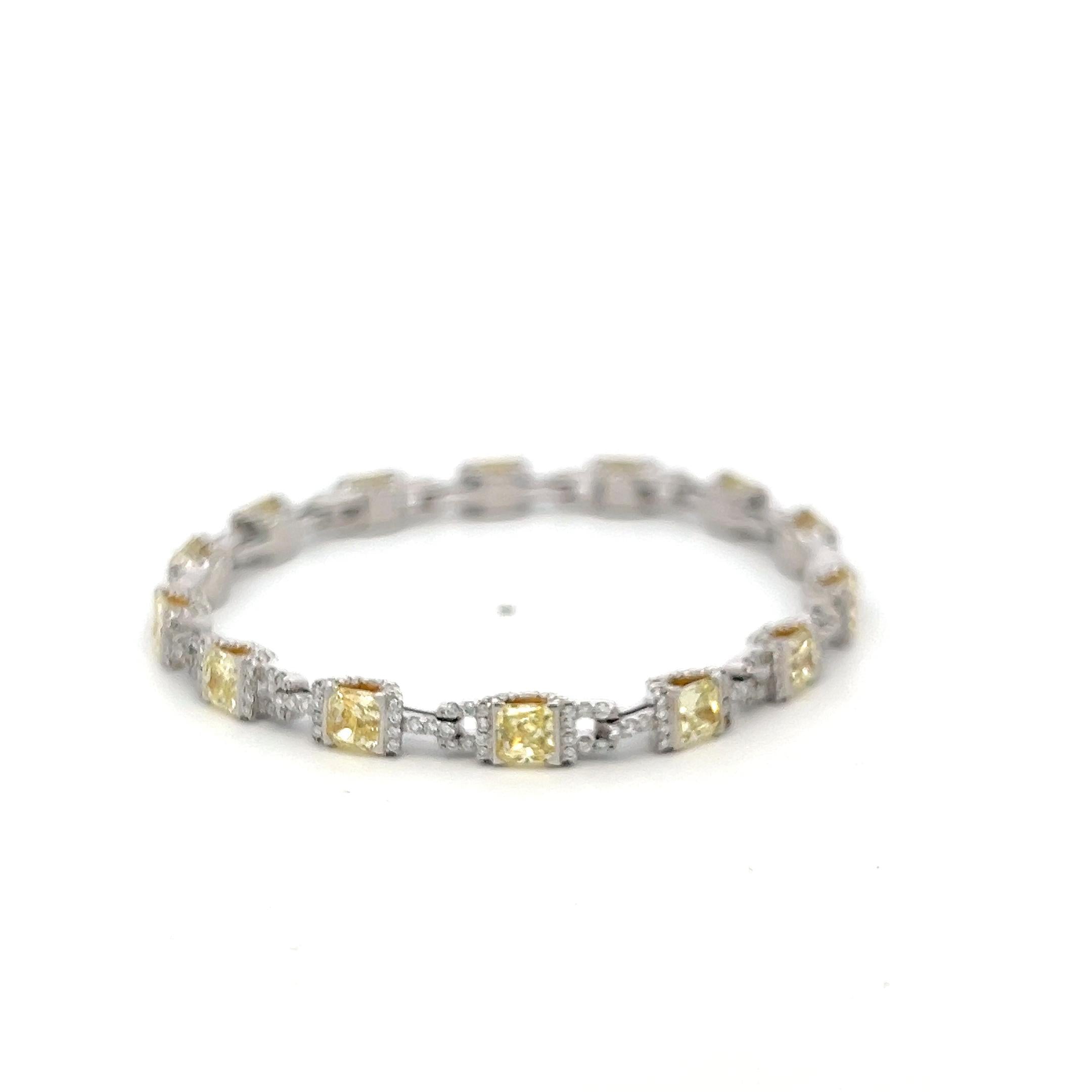 Vintage Platinum Link Bracelet with 4.95 Carat Radiant Cut & Round Diamonds