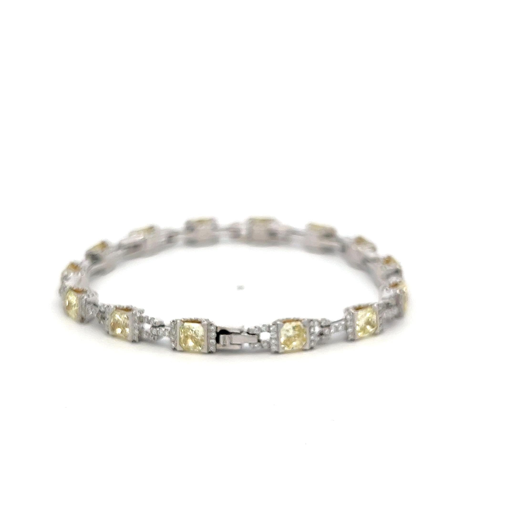 Vintage Platinum Link Bracelet with 4.95 Carat Radiant Cut & Round Diamonds