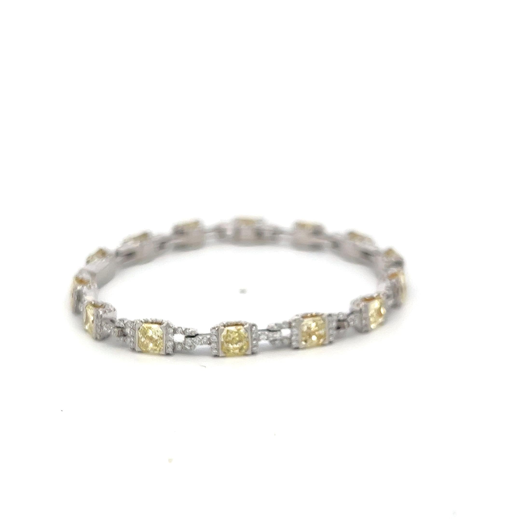 Vintage Platinum Link Bracelet with 4.95 Carat Radiant Cut & Round Diamonds