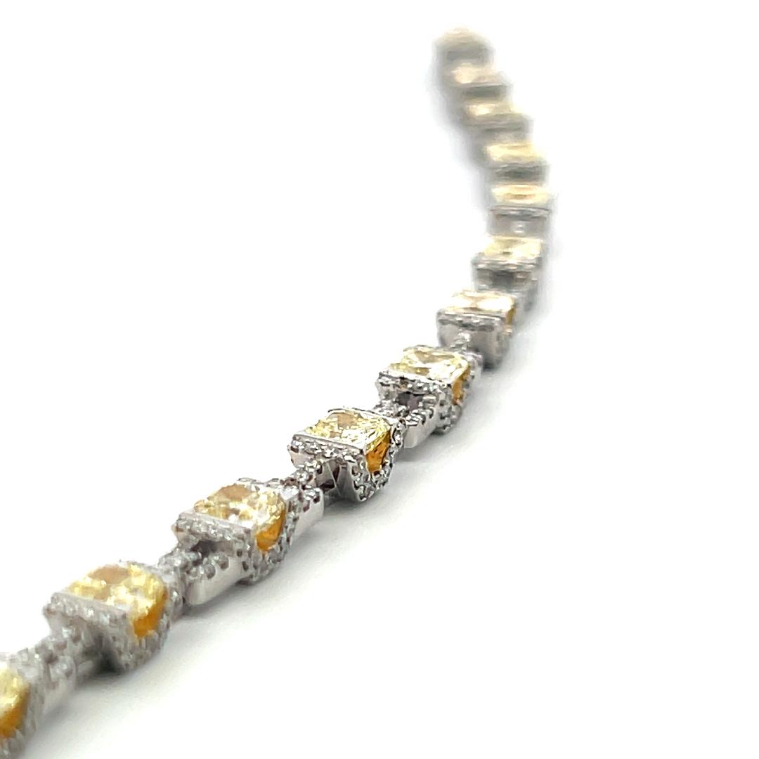 Vintage Platinum Link Bracelet with 4.95 Carat Radiant Cut & Round Diamonds