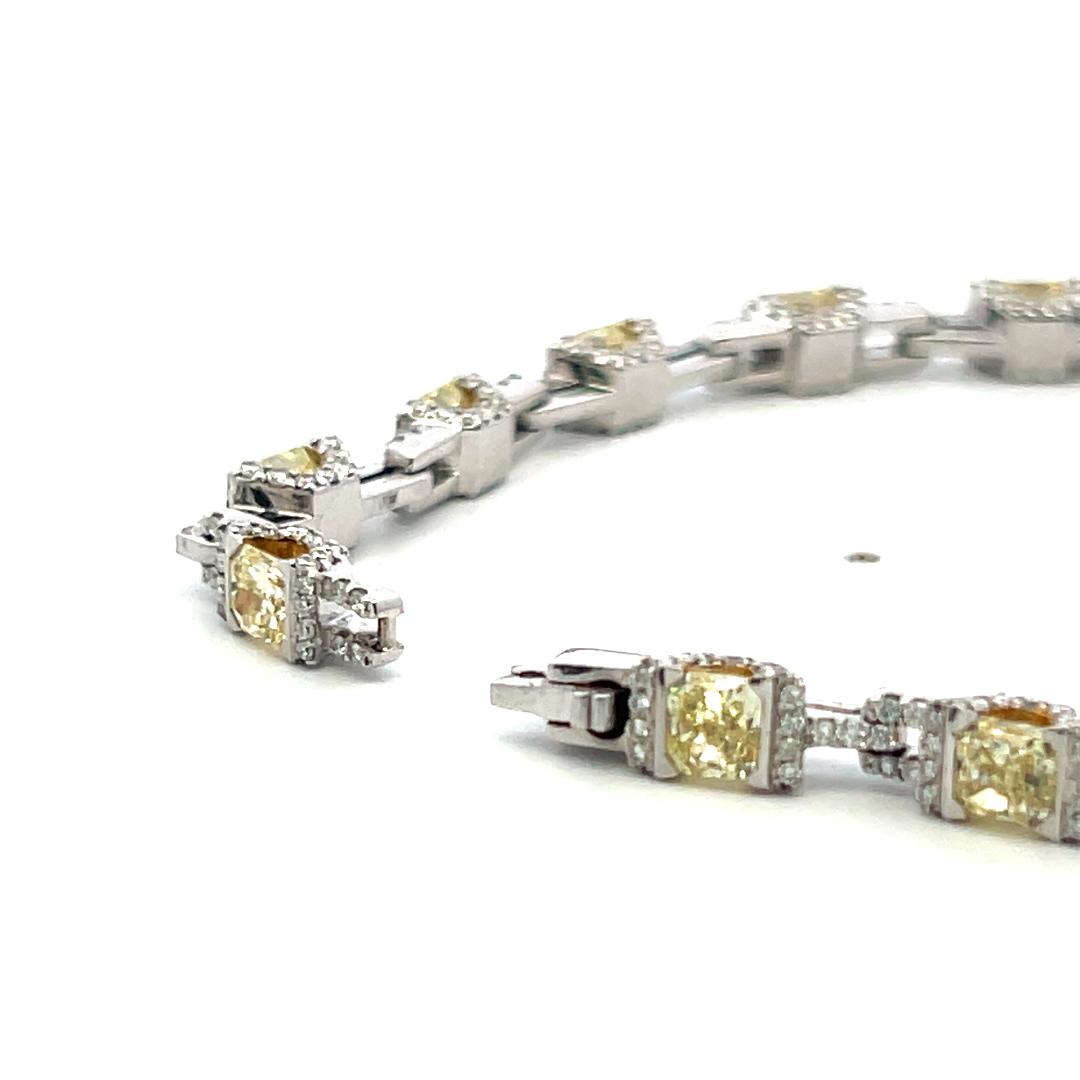 Vintage Platinum Link Bracelet with 4.95 Carat Radiant Cut & Round Diamonds