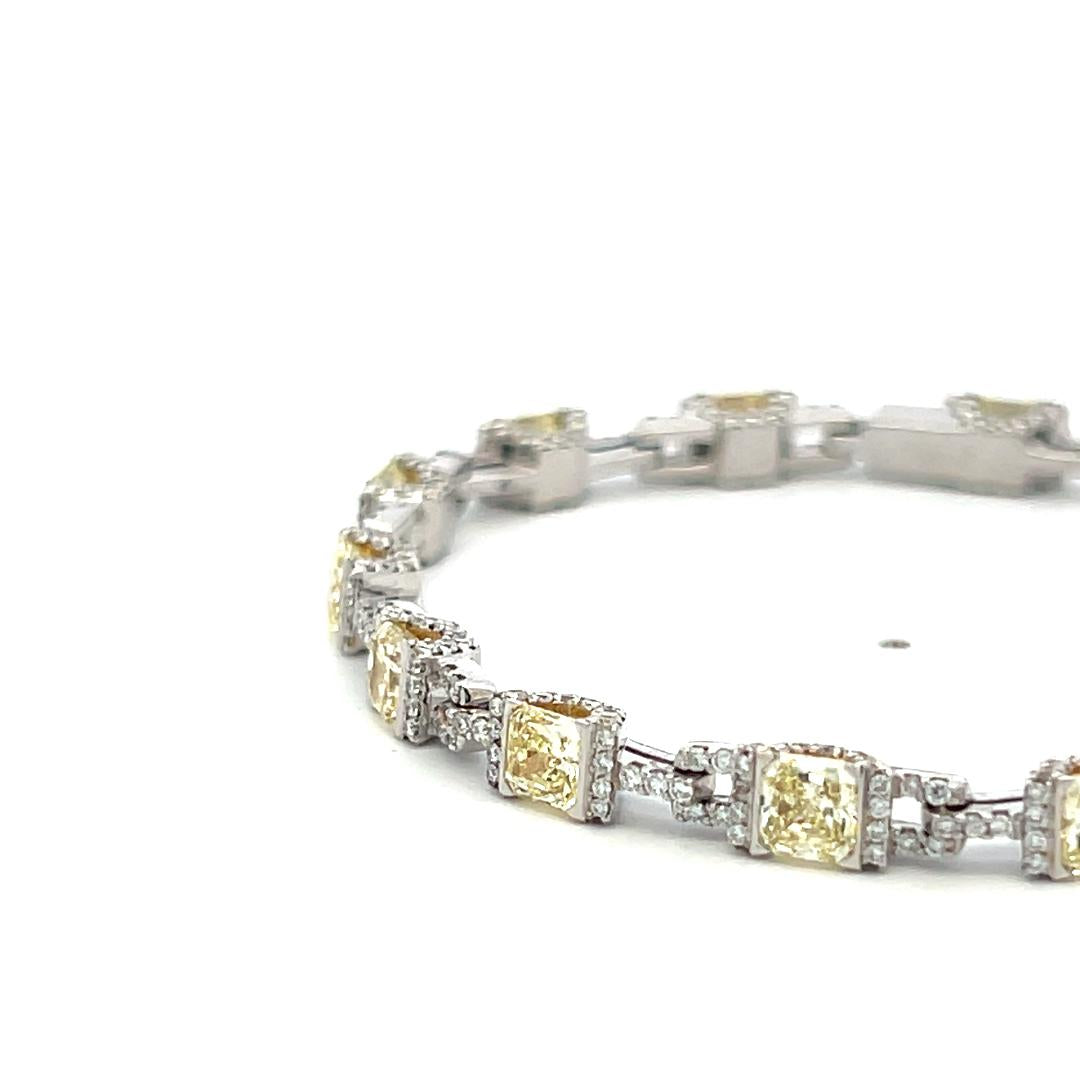 Vintage Platinum Link Bracelet with 4.95 Carat Radiant Cut & Round Diamonds