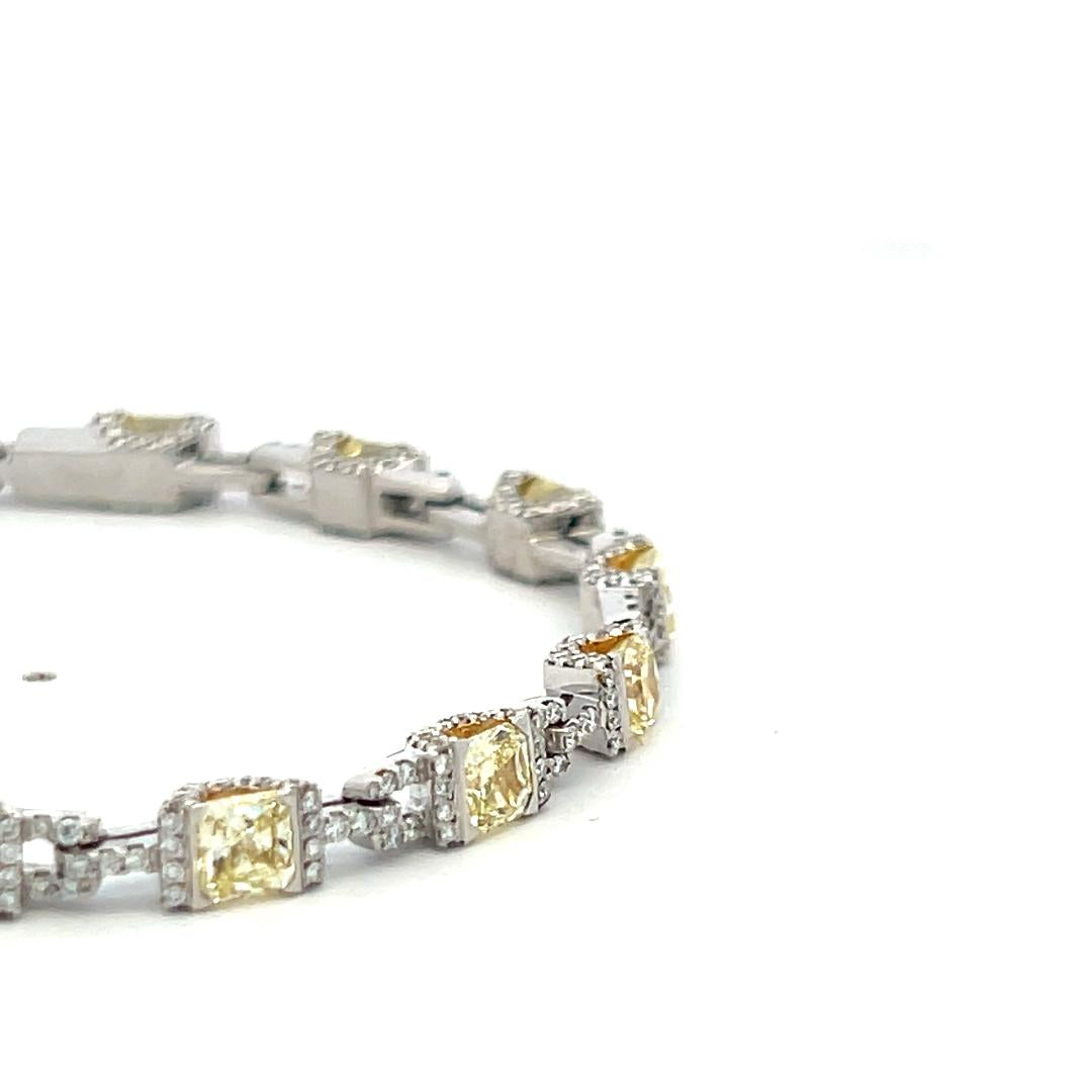 Vintage Platinum Link Bracelet with 4.95 Carat Radiant Cut & Round Diamonds