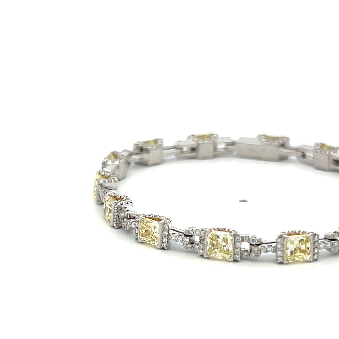 Vintage Platinum Link Bracelet with 4.95 Carat Radiant Cut & Round Diamonds