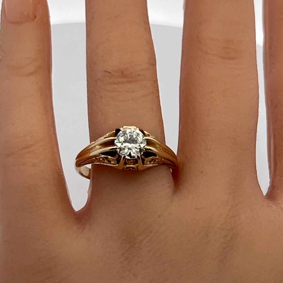14K Yellow Gold Engagement Ring with 1.18 Carat Circular Cut Diamond I VS2 GIA