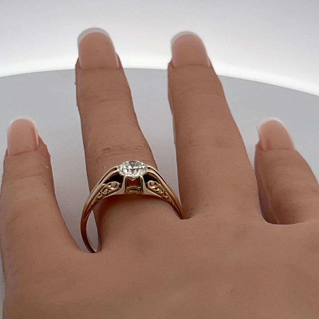 14K Yellow Gold Engagement Ring with 1.18 Carat Circular Cut Diamond I VS2 GIA