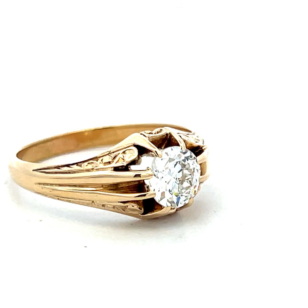 14K Yellow Gold Engagement Ring with 1.18 Carat Circular Cut Diamond I VS2 GIA