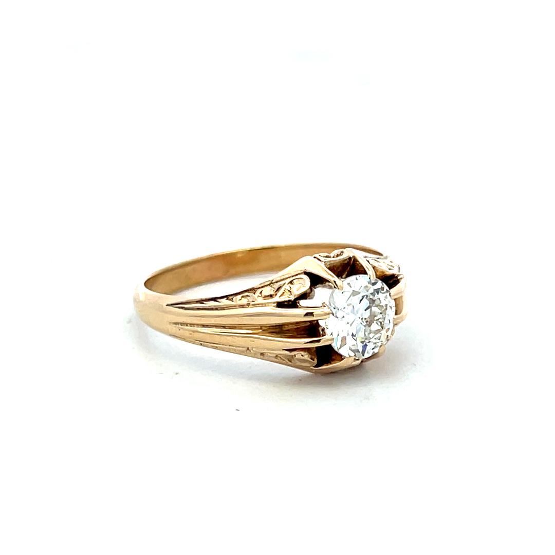 14K Yellow Gold Engagement Ring with 1.18 Carat Circular Cut Diamond I VS2 GIA