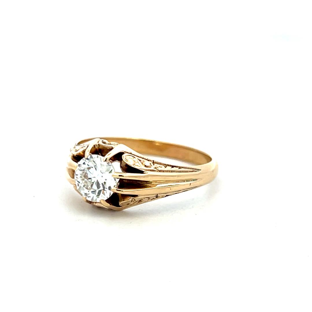 14K Yellow Gold Engagement Ring with 1.18 Carat Circular Cut Diamond I VS2 GIA