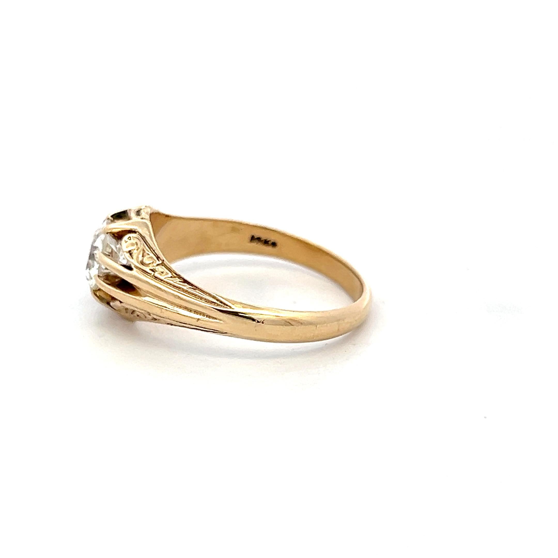 14K Yellow Gold Engagement Ring with 1.18 Carat Circular Cut Diamond I VS2 GIA