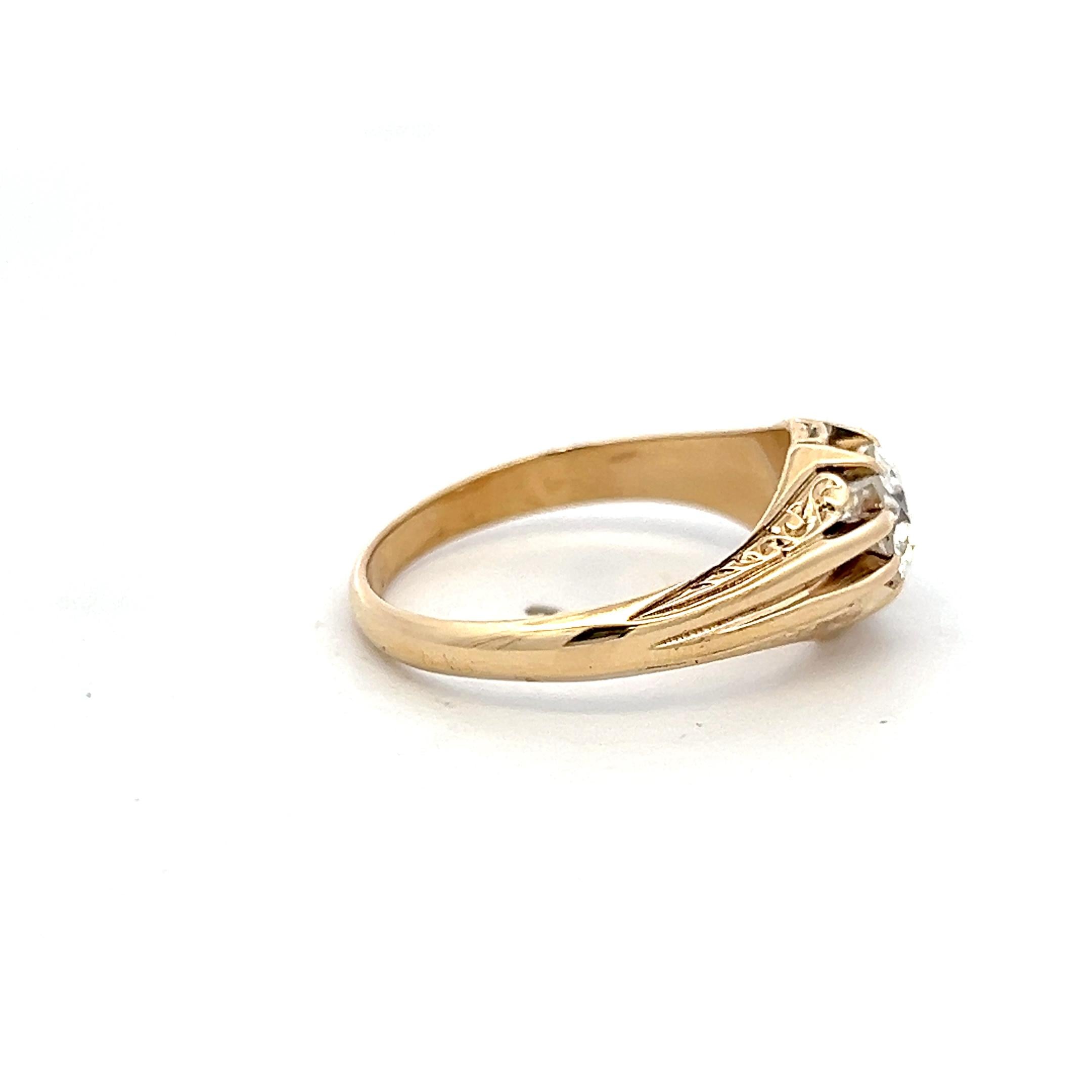 14K Yellow Gold Engagement Ring with 1.18 Carat Circular Cut Diamond I VS2 GIA